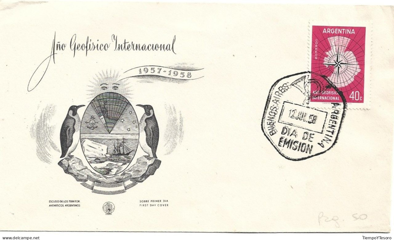 First Day Cover - Argentina, International Geophysical Year, 1958, N°502 - FDC