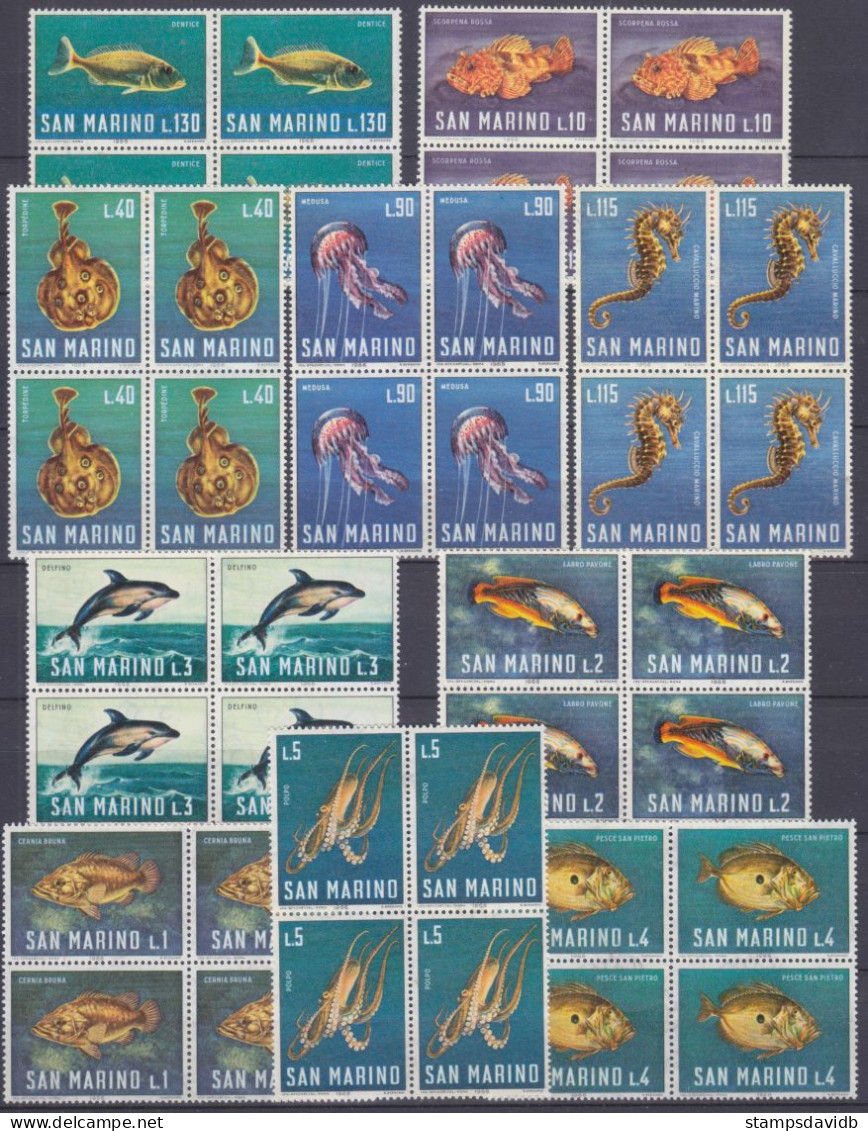 1966 San Marino 869VB-878VB Marine Fauna - Dolphins - Dolphins