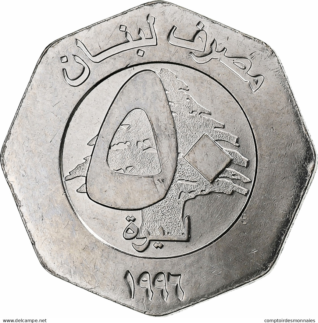 Liban , 50 Livres, 1996, Royal Canadian Mint, Acier Inoxydable, SPL, KM:37 - Lebanon