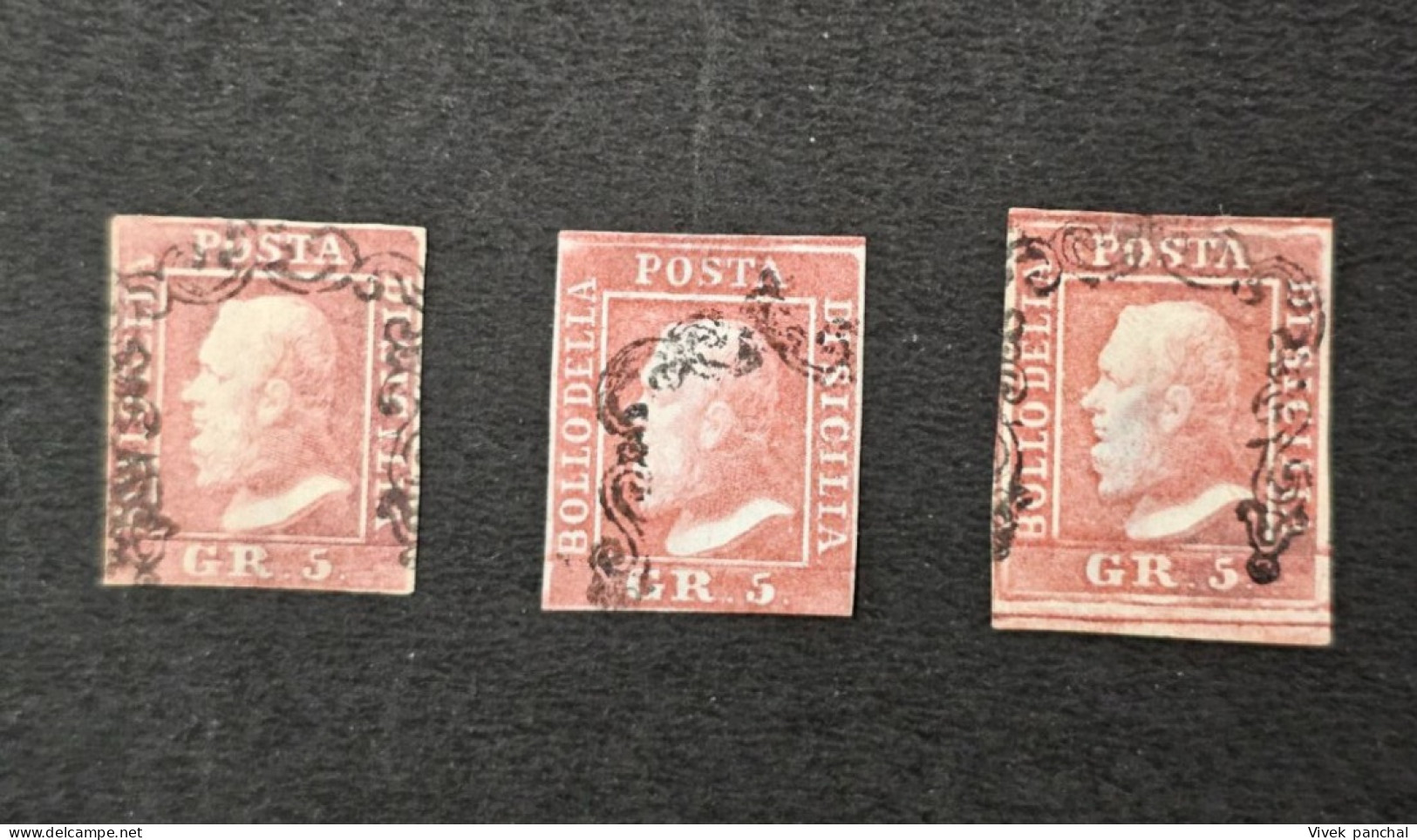 1859 Italy State Sicily Lot Of 3 Stamps With Certificates 5gr - Sicilia