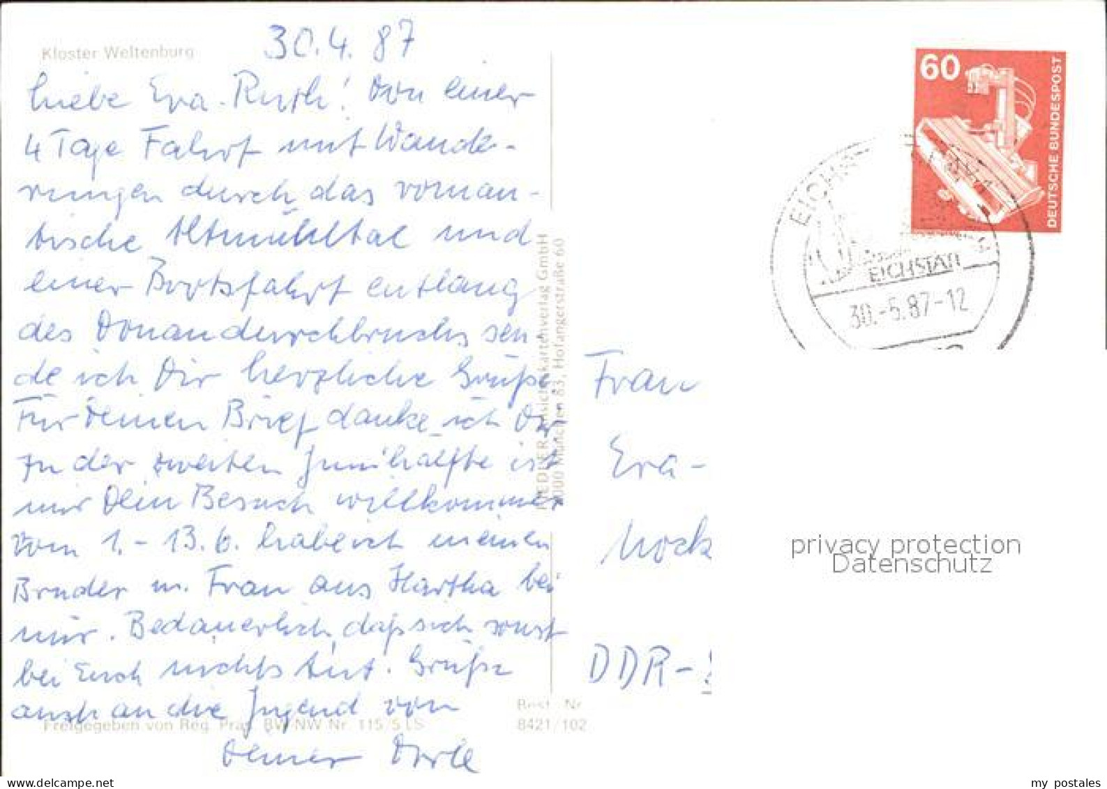 71811166 Eichstaett Oberbayern Fliegeraufnahme Kloster Weltenburg Blumenberg - Eichstaett