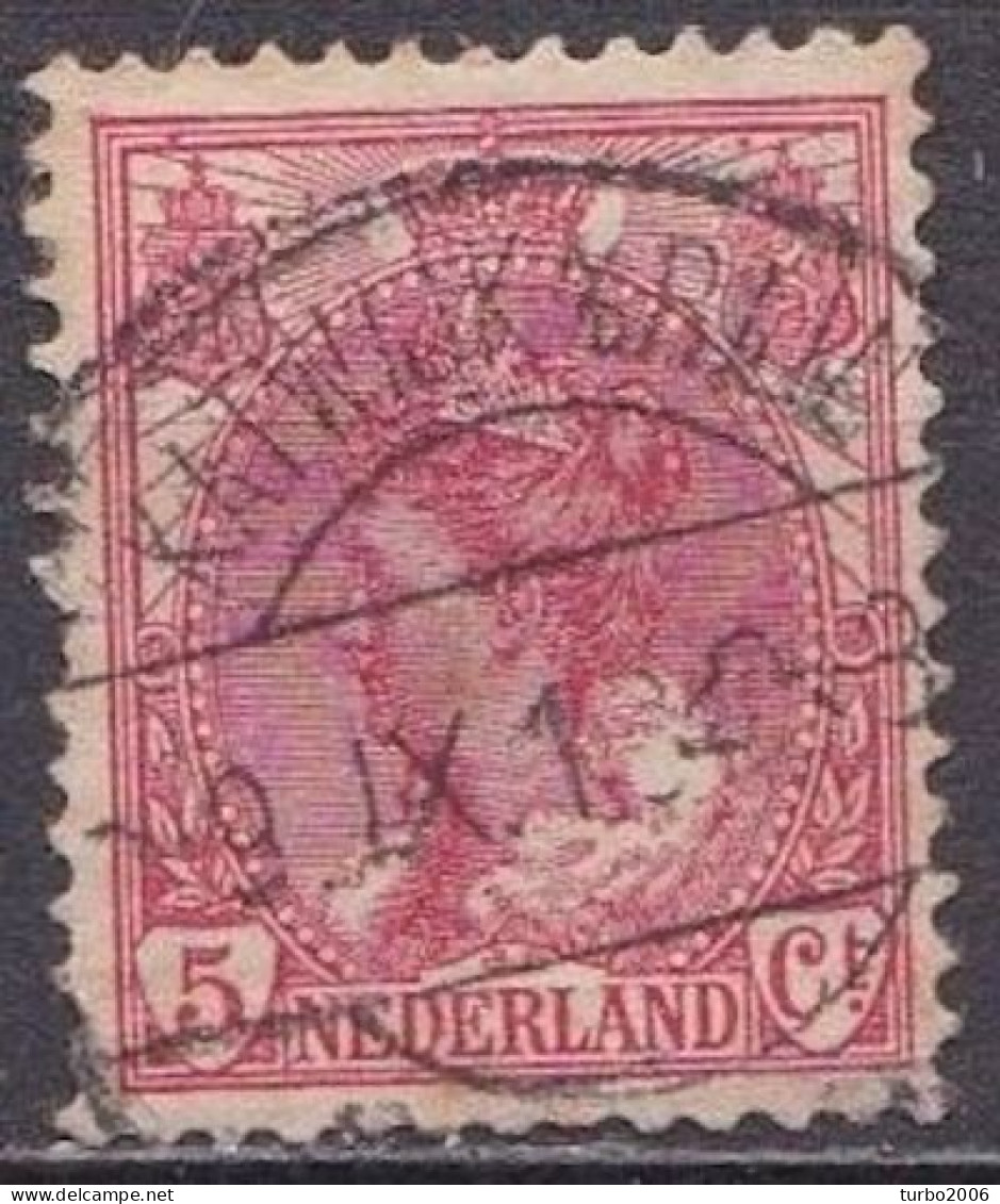 Rode Punt In Rechterbovenhoek In 1899 Koningin Wilhelmina 5 Cent Rood NVPH 60 Briefstukje - Plaatfouten En Curiosa