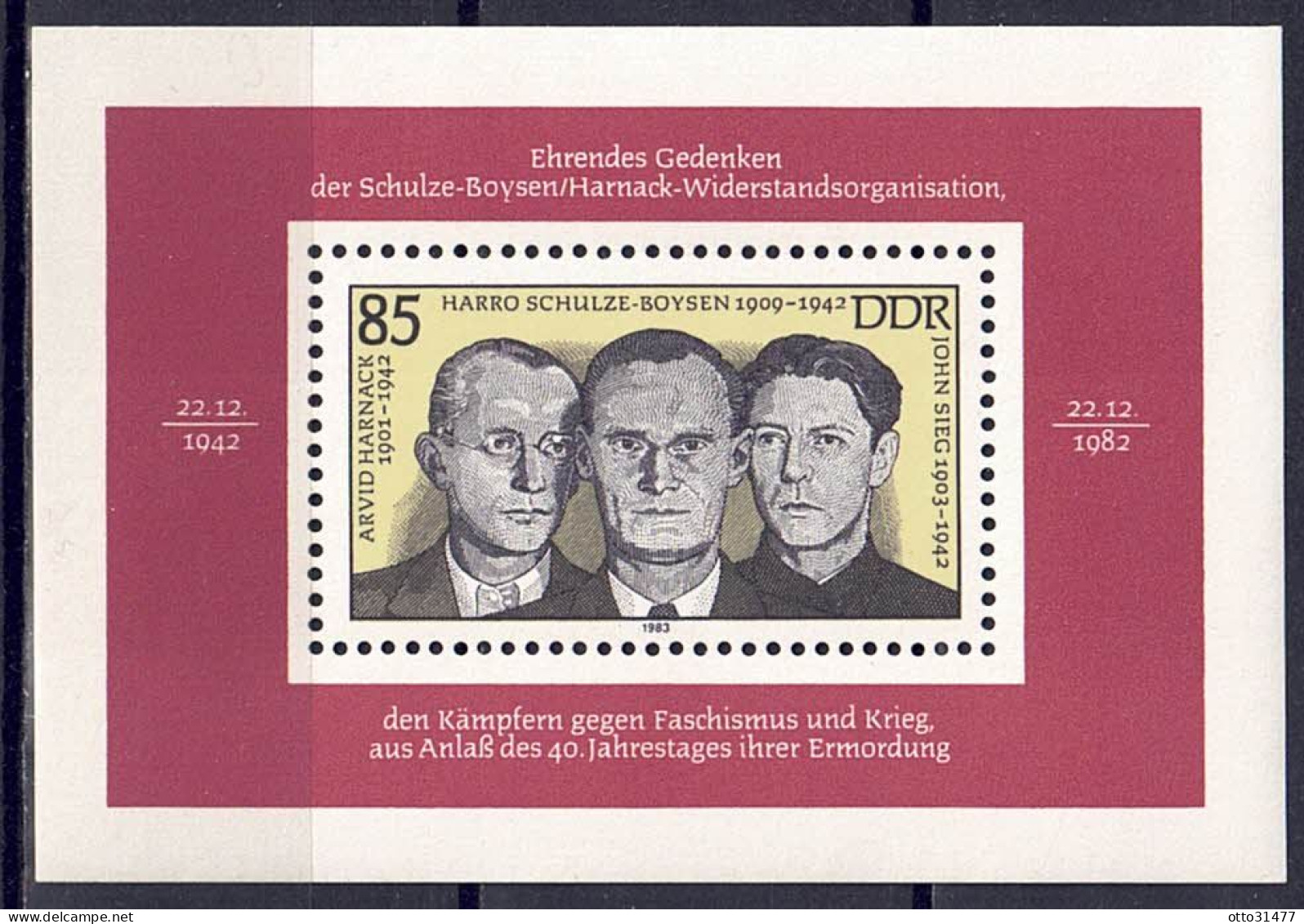 DDR 1983 - Widerstandsorganisation, Block 70, Postfrisch ** / MNH - 1981-1990