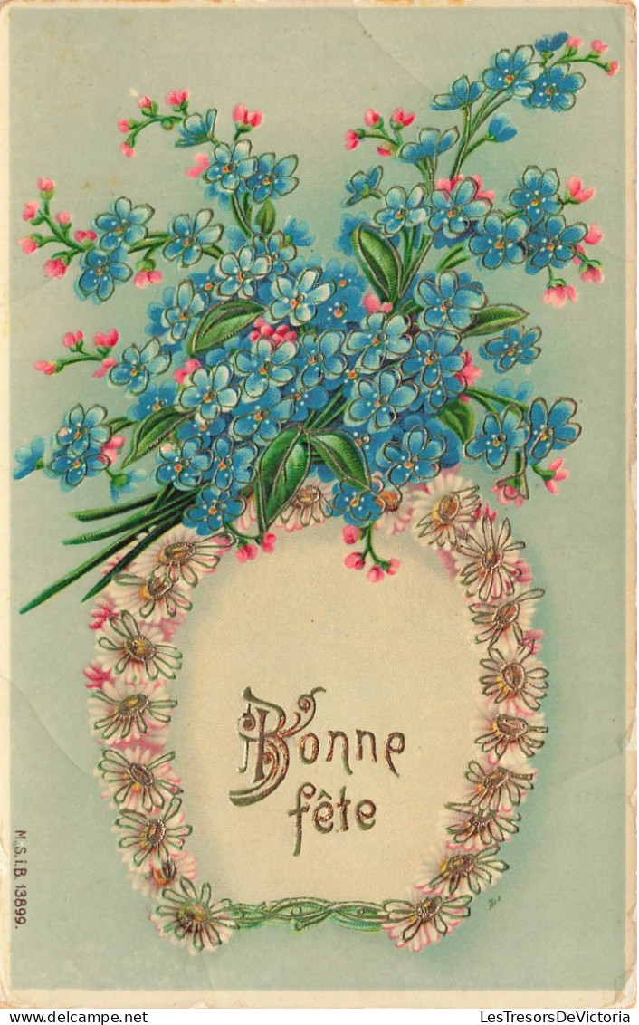 FLEURS - PLANTE - Fleurs Bleues - Bonne Fête - Carte Postale Ancienne - Bloemen