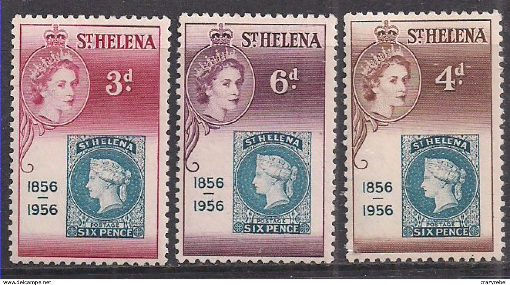 St Helena 1956 QE2 Set Stamp Centenary MNH SG 166-168 ( B36 ) - Saint Helena Island