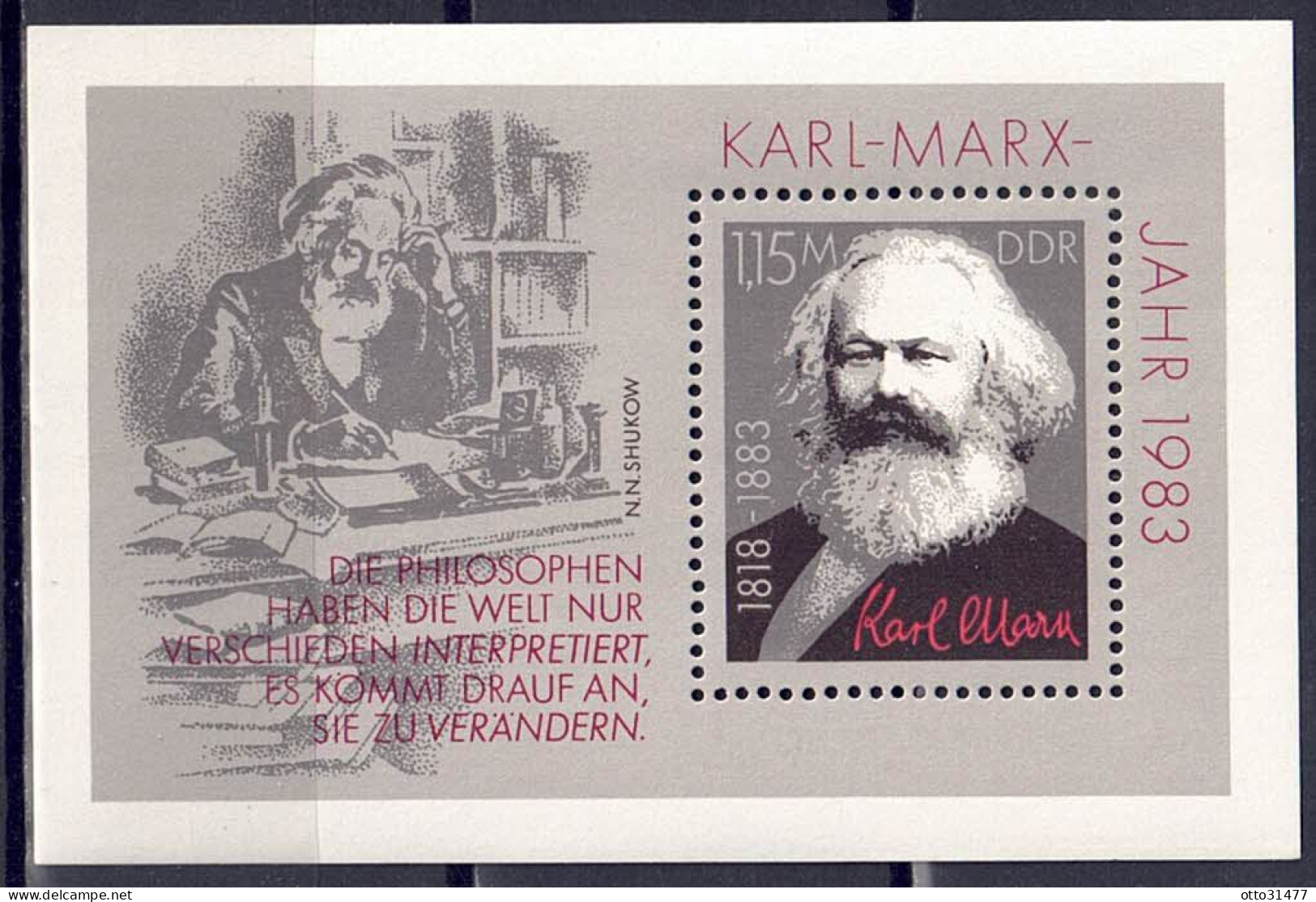 DDR 1983 - Karl Marx, Block 71, Postfrisch ** / MNH - 1981-1990