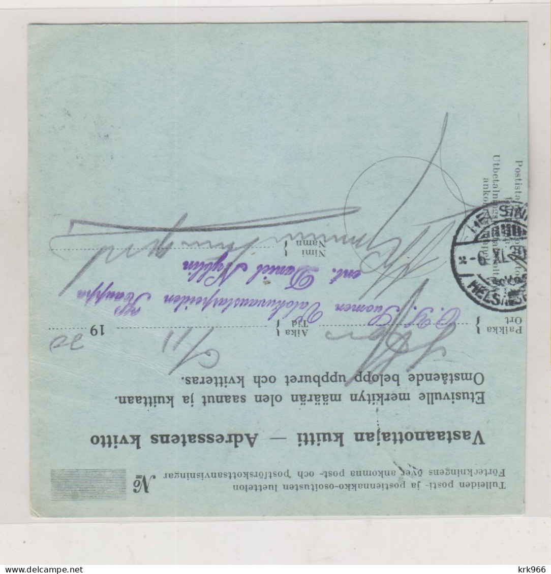 FINLAND 1930 BORGA PORVOO Nice Parcel Card - Postpaketten