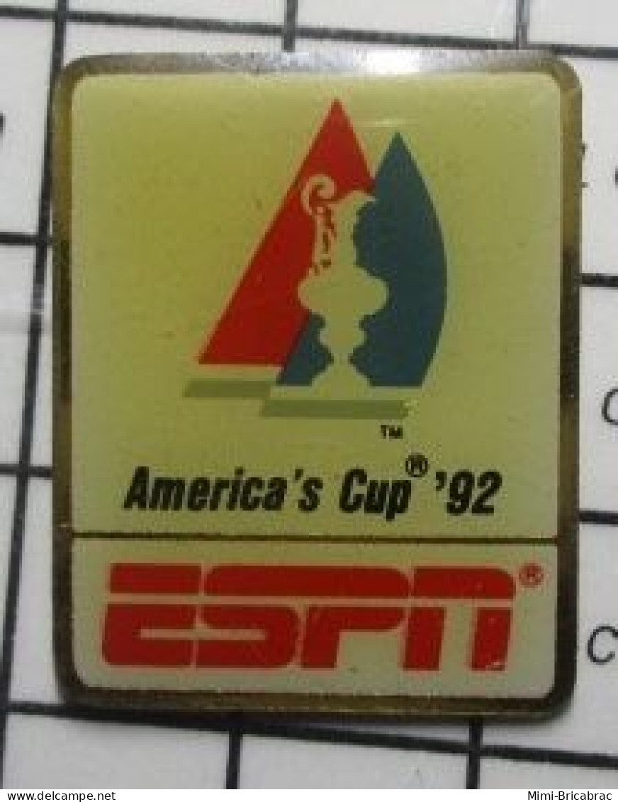 615E Pin's Pins / Beau Et Rare / SPORTS / AMERICA'S CUP 92 ESPN BATEAU VOILIER - Voile