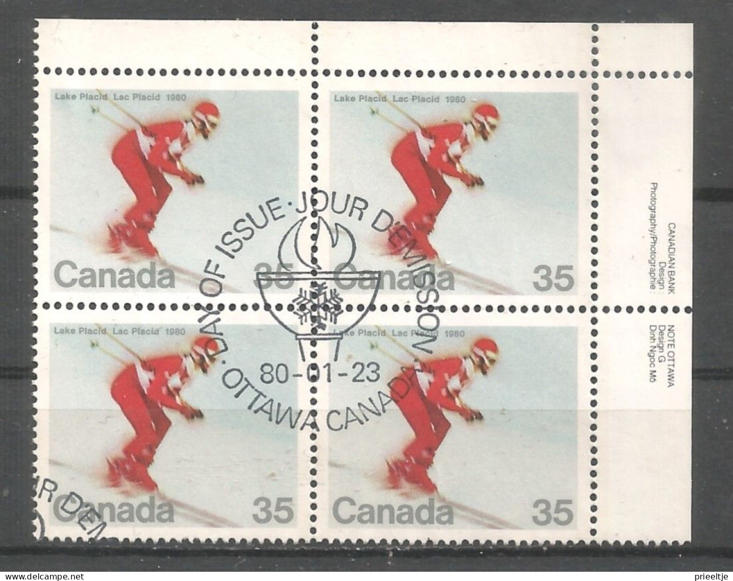 Canada 1980 Ol. Winter Games Lake Placid 4-block Y.T. 727 (0) - Gebruikt