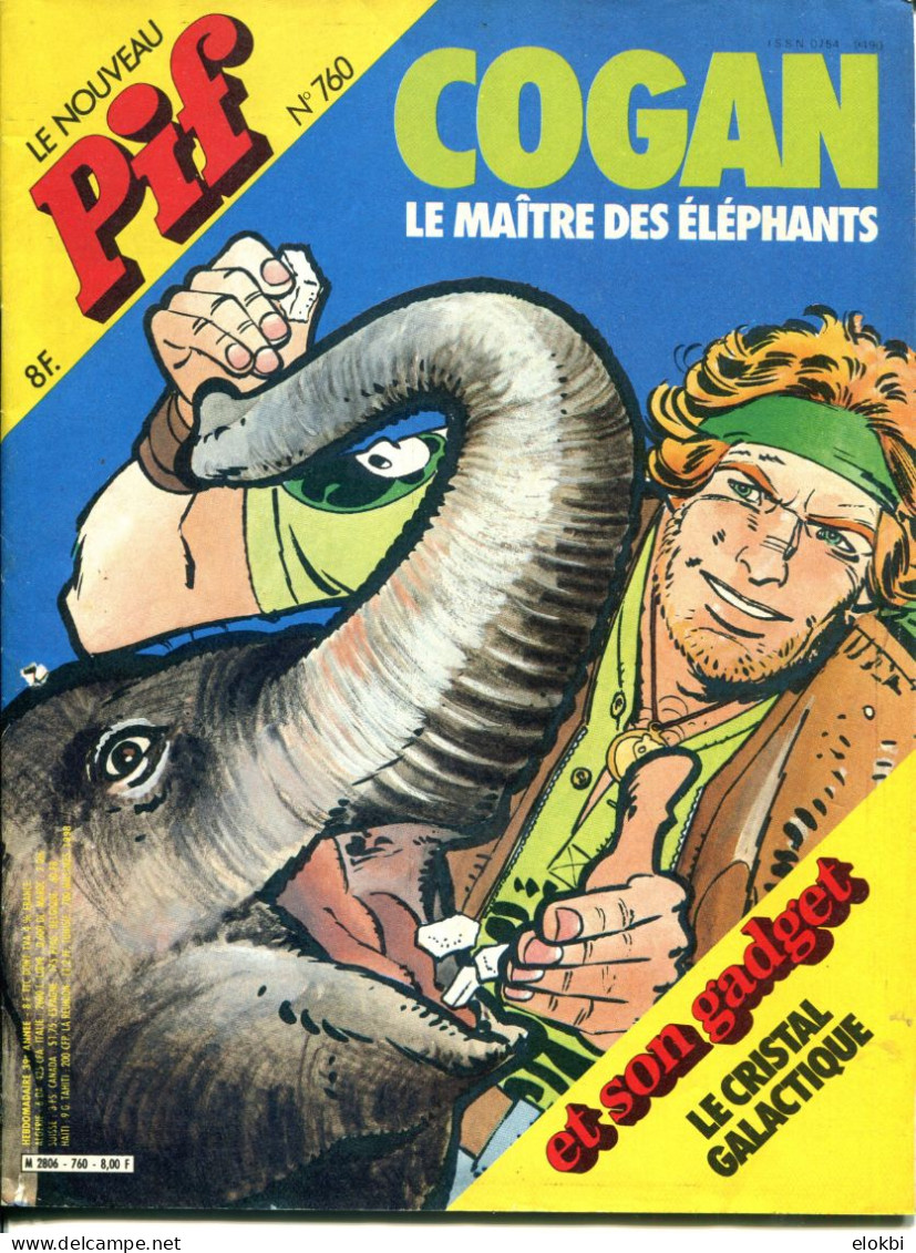 Pif Gadget N°760 - Yvain “Les Feux Follets" - Cogan “Cogan Défie Le Maître Des éléphants”-Collecteur Images "Lucky Luke" - Pif Gadget