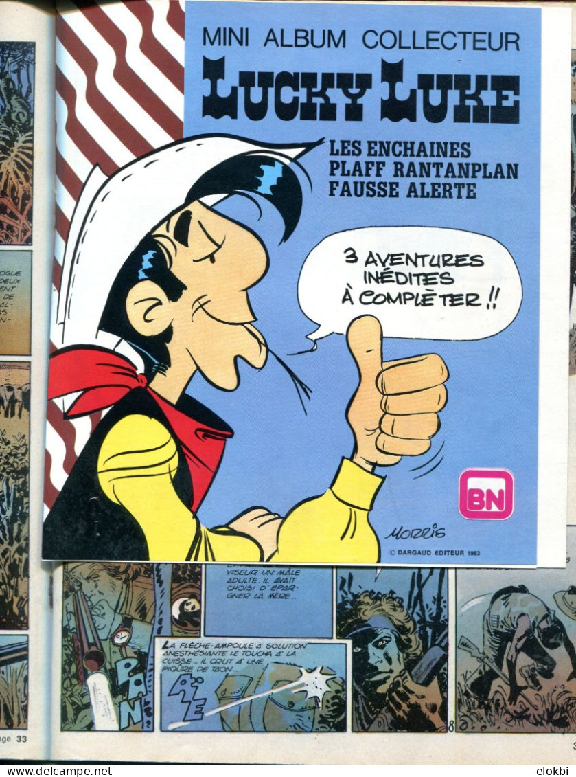 Pif Gadget N°760 - Yvain “Les Feux Follets" - Cogan “Cogan Défie Le Maître Des éléphants”-Collecteur Images "Lucky Luke" - Pif Gadget