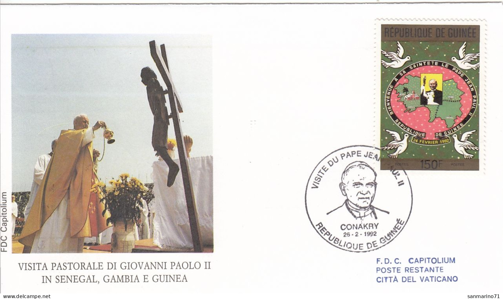 GUINEA Cover 8-33,popes Travel 1992 - Papi