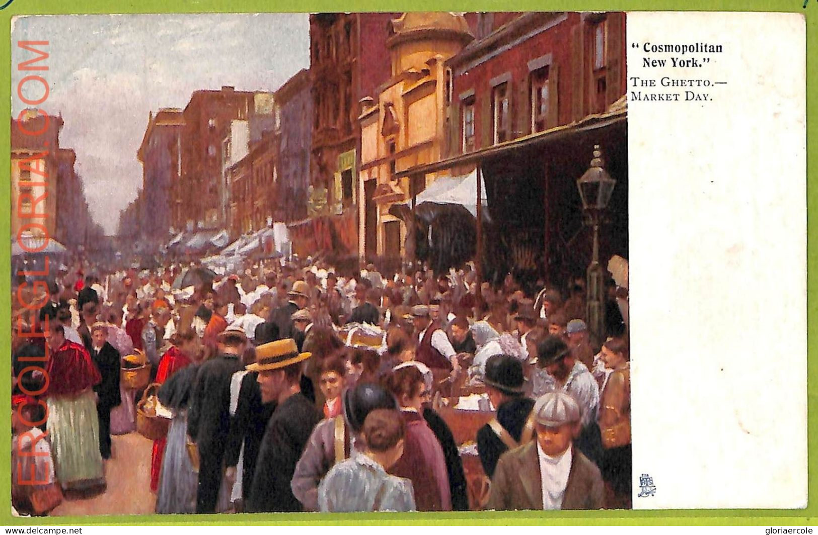 Af3578 - JUDAICA Vintage Postcard: USA - New York - The Ghetto - Market Day - Autres Monuments, édifices