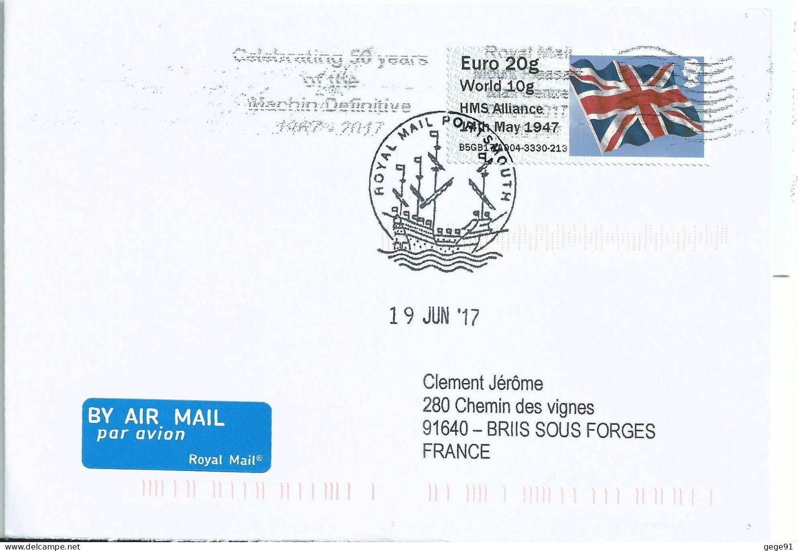 Vignette De Distributeur - ATM - IAR - Drapeau De L'Union Jack - Sous-marin - HMS Alliance 14th May 1947 - Post & Go Stamps