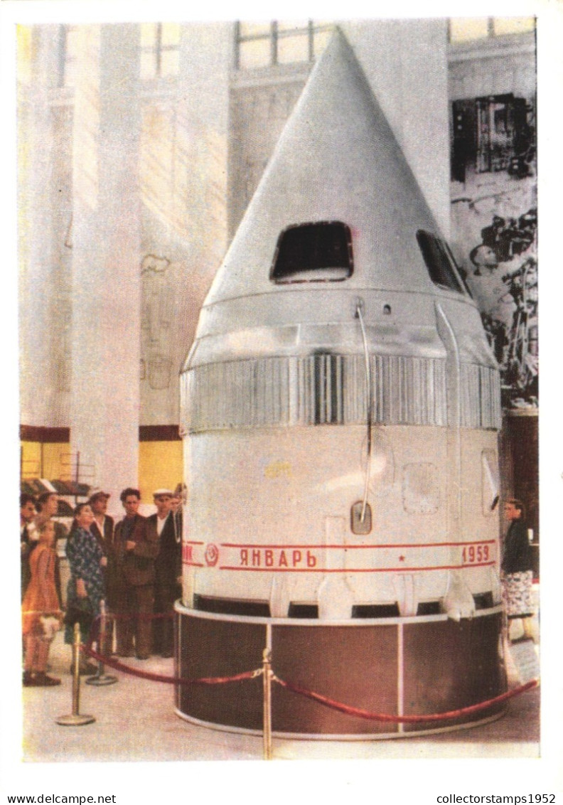 ARCHITECTURE, SCIENCE PAVILION, SOVIET SPACE ROCKET, 1959, RUSSIA, POSTCARD - Raumfahrt