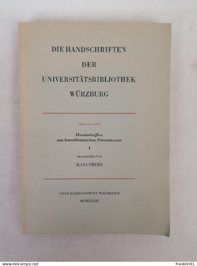 Die Handschriften Aus Benediktinischen Provenienzen. I. - Otros & Sin Clasificación