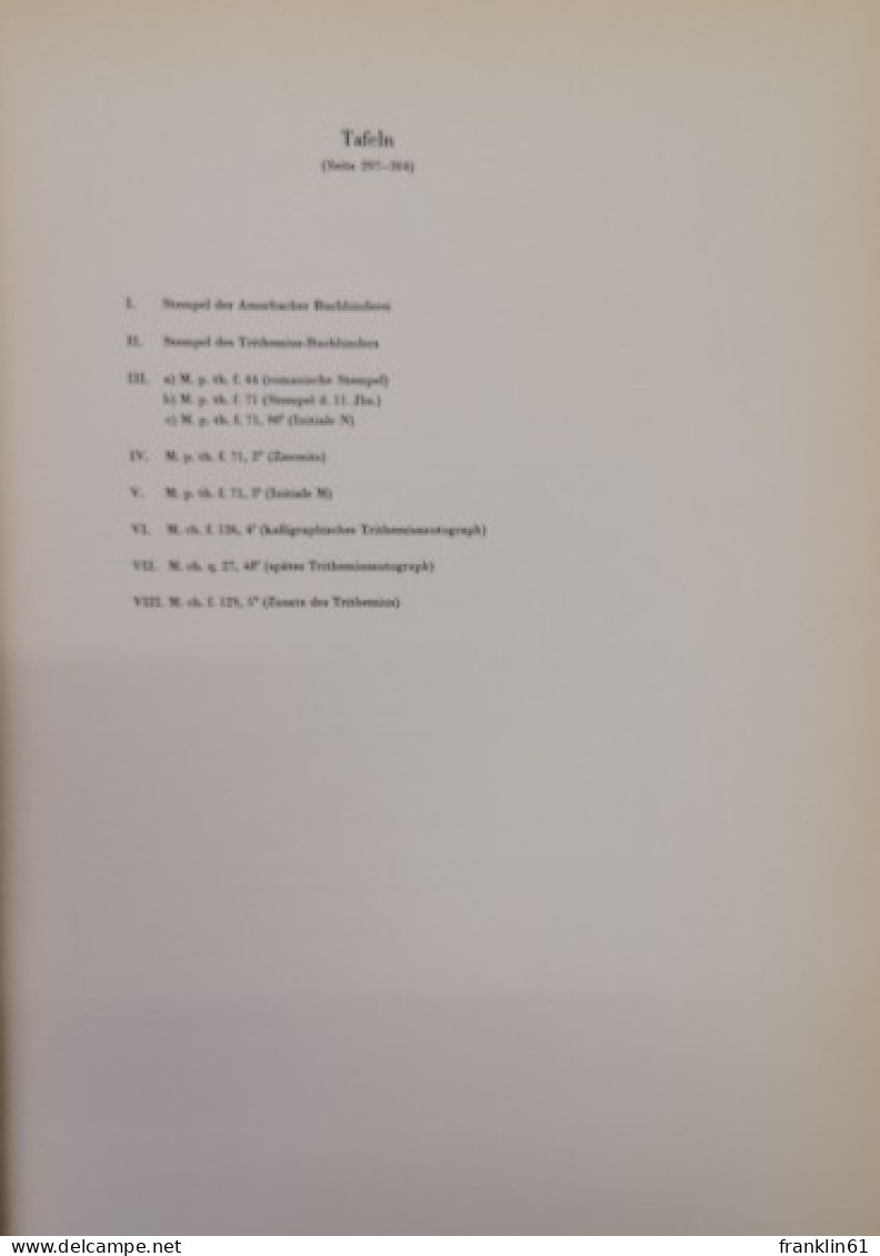 Die Handschriften Aus Benediktinischen Provenienzen. I. - Altri & Non Classificati