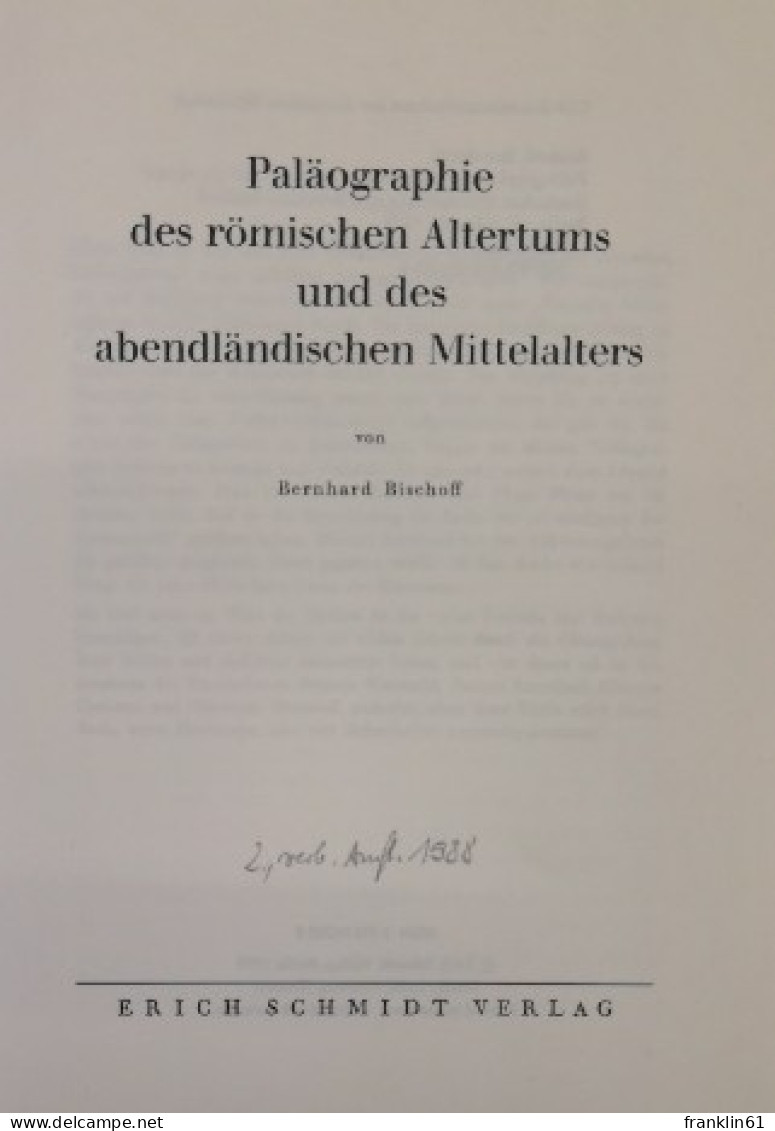 Paläographie Des Römischen Altertums Und Des Abendländischen Mittelalters. - Otros & Sin Clasificación