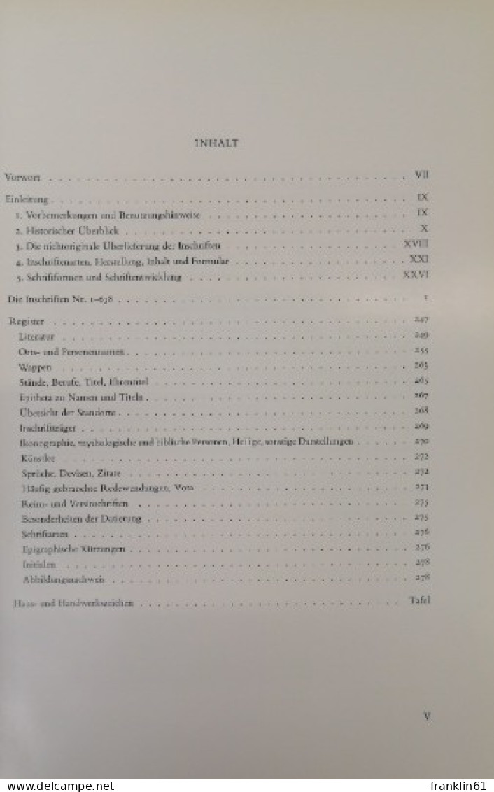 Die Inschriften Der Stadt Rothenburg Ob Der Tauber. - Otros & Sin Clasificación