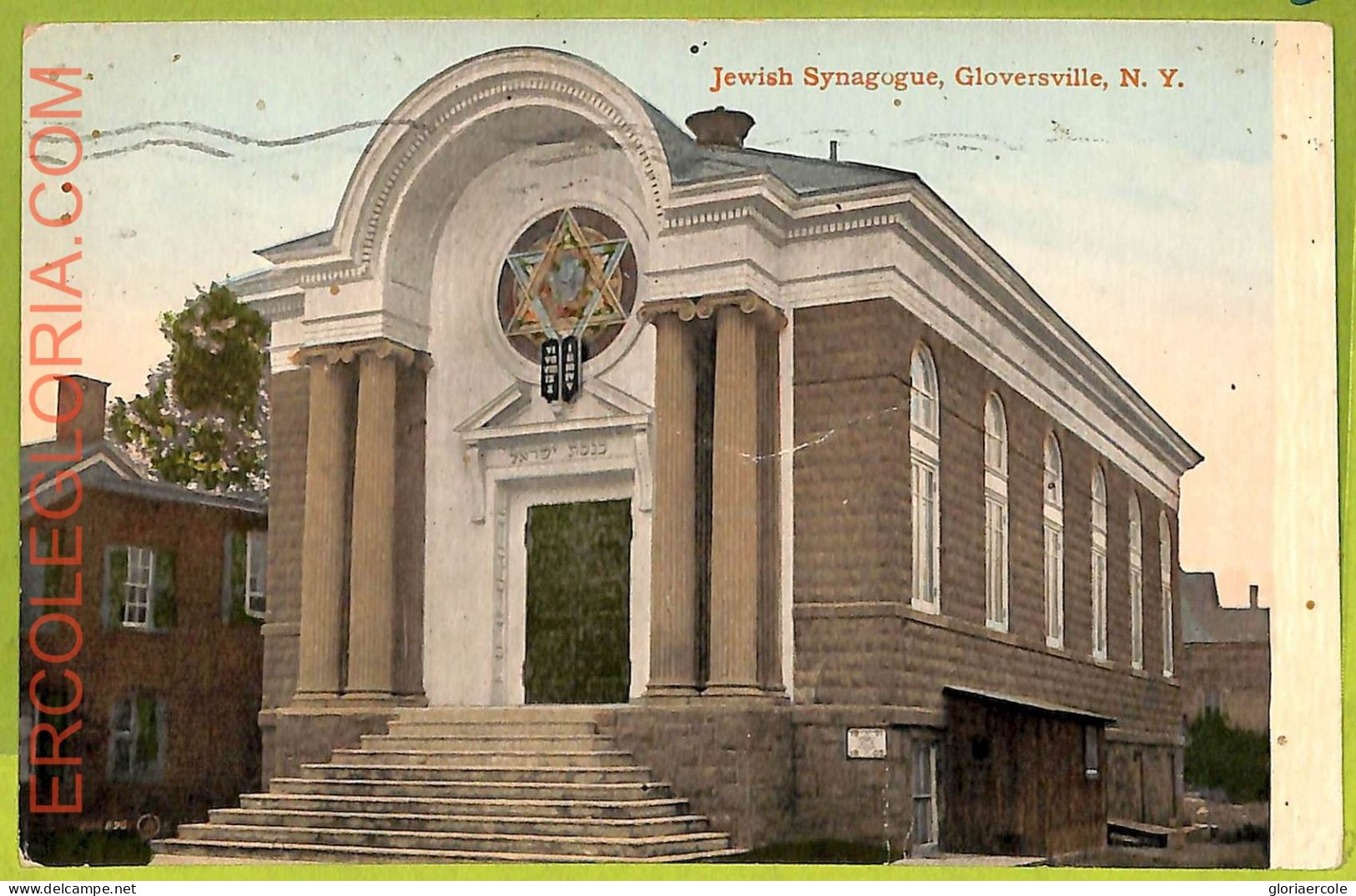 Af3589 - JUDAICA Vintage Postcard: USA - New York - Jewish Synagogue - Gloversville - Kerken