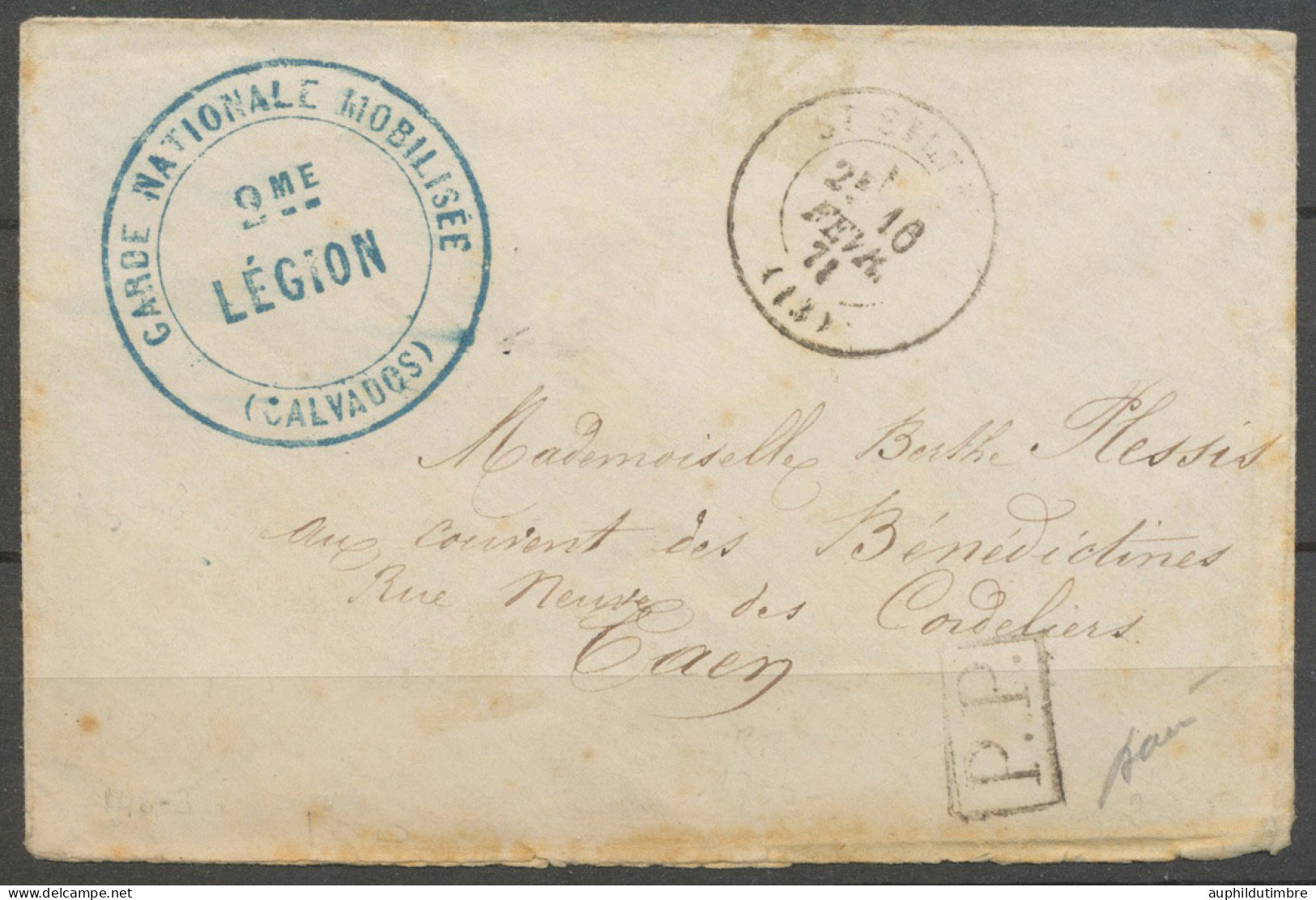 10 Fév. 1871 Env Garde Nationale Mobilisée (CALVADOS) + T17 St Sylvain(13) N3588 - Army Postmarks (before 1900)