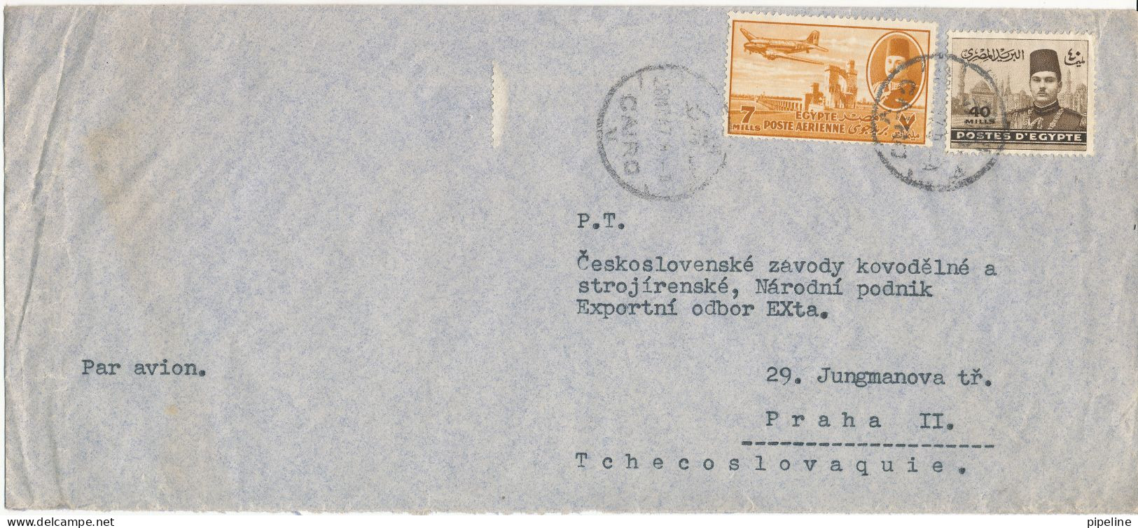 Egypt Air Mail Cover Sent To Czechoslovakia Cairo 28-2-1947 - Airmail