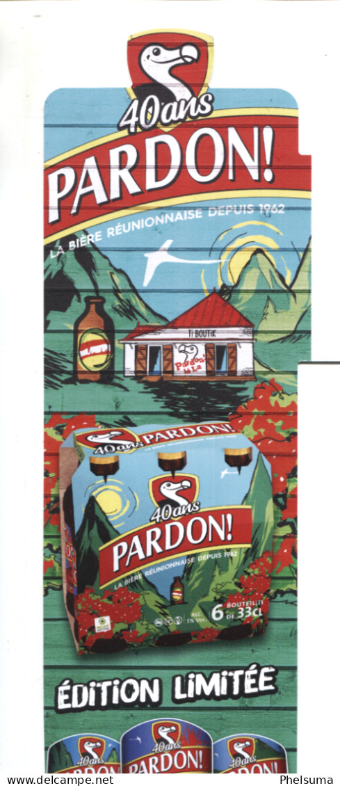 RARE - Ile De LA REUNION - Balise De Produit / Bière PARDON - 40eme Anniversaire Jumelage Brasserie De BOURBON - Letreros