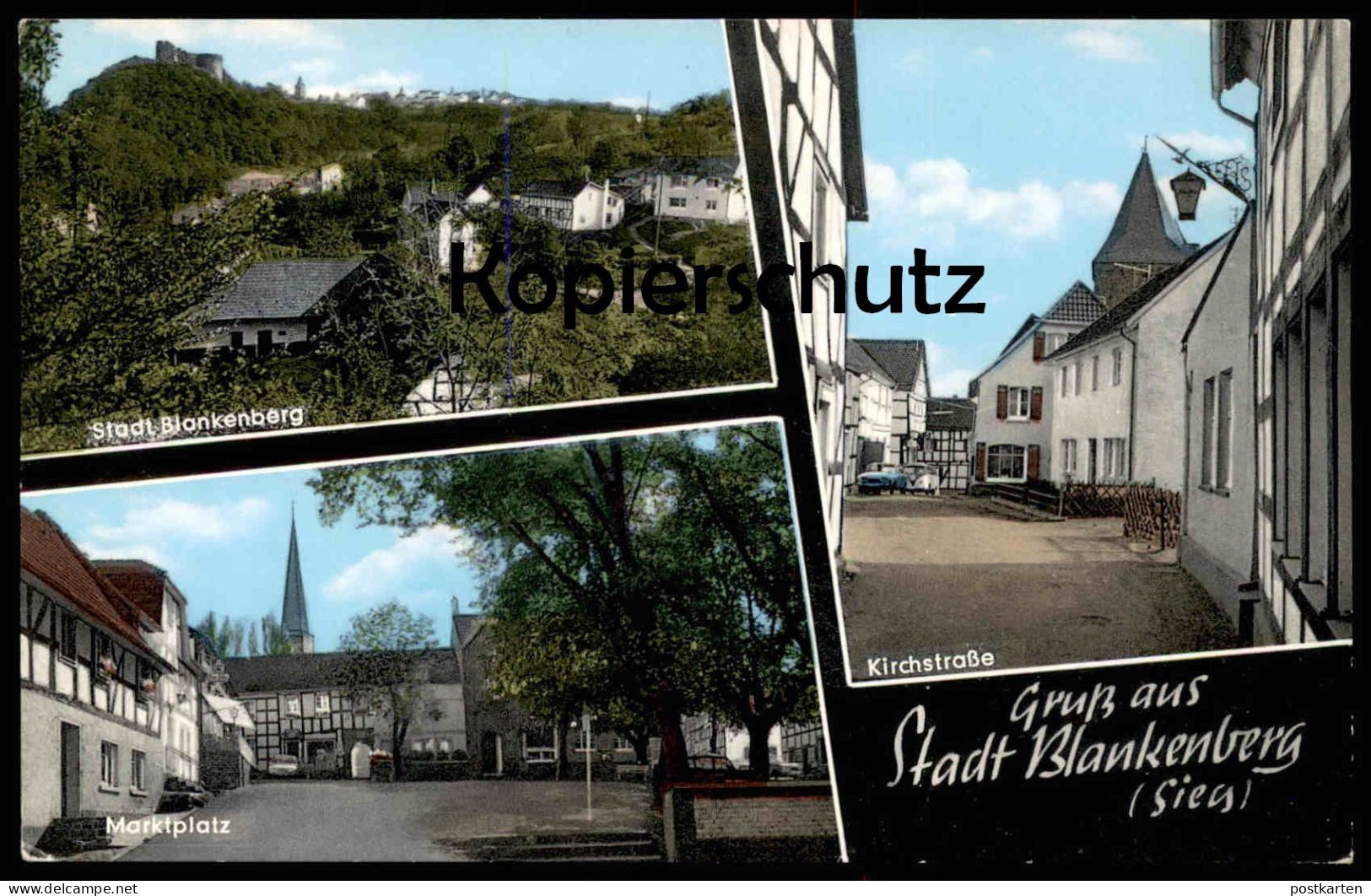 ÄLTERE POSTKARTE STADT BLANKENBERG SIEG MARKTPLATZ KIRCHSTRASSE BÄCKEREI WILLI PÜTZ RUF UCKERATH Hennef Ansichtskarte AK - Hennef