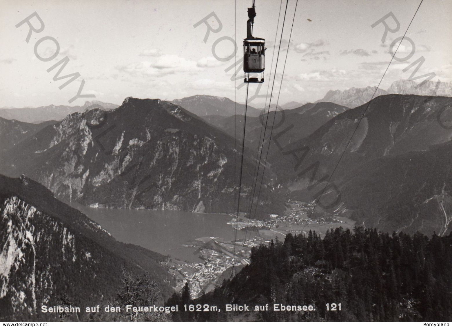 CARTOLINA  B1 EBENSEE,ALTA AUSTRIA,AUSTRIA-SEILBAHN AUF DEN FEUERKOGEL M.1622,BLICK AUF EBENSEE-NON VIAGGIATA - Ebensee