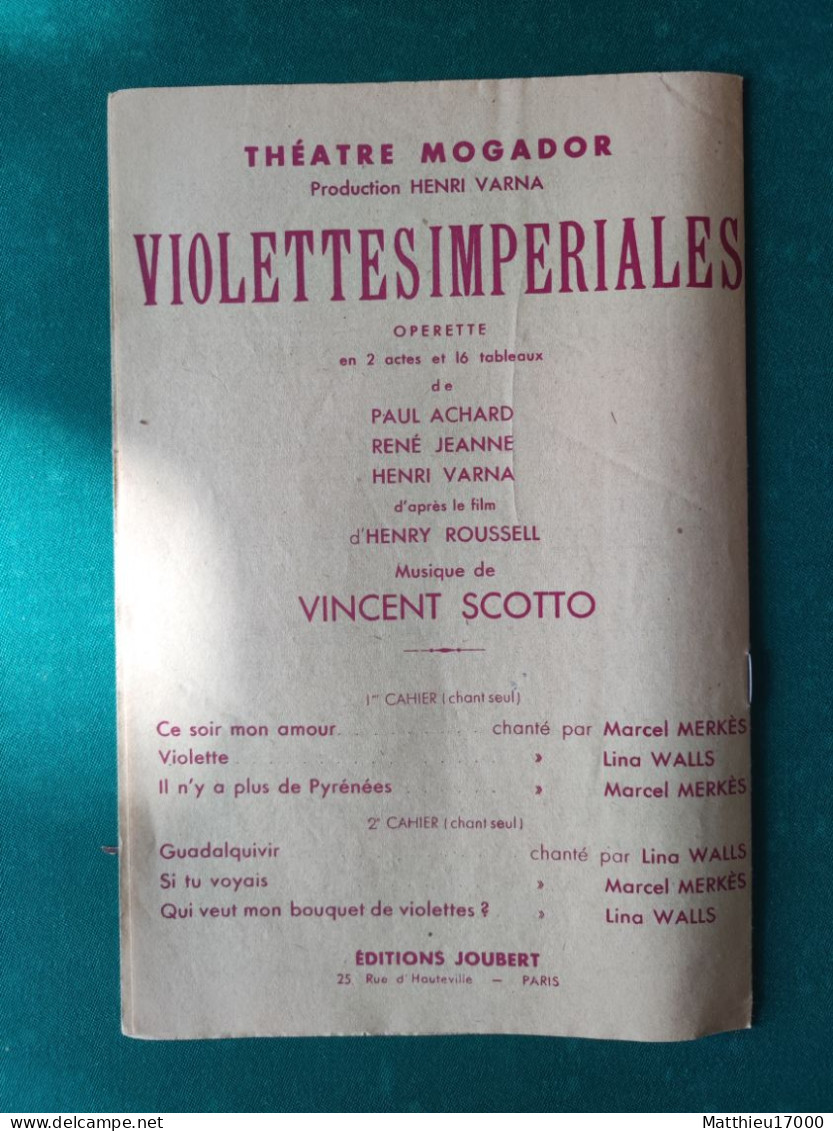 Partition - Violette Impériales - 1er Cahier