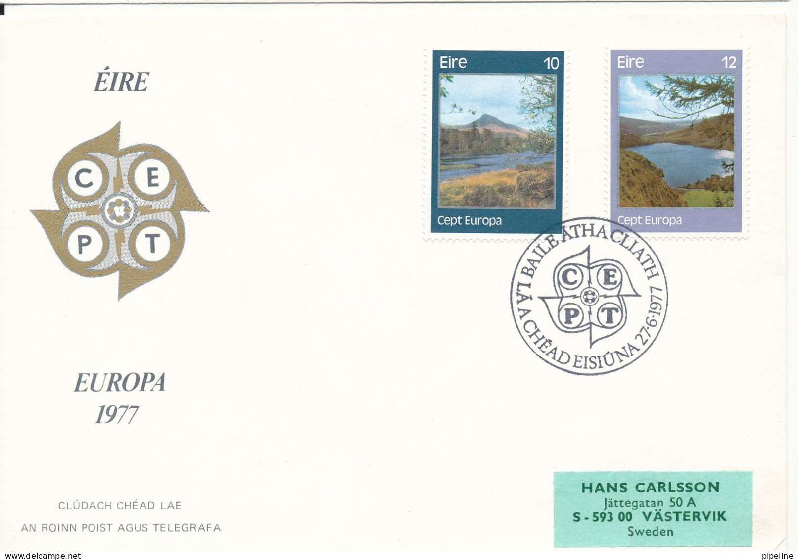 Ireland FDC 27-6-1977 EUROPA CEPT Complete Set Of 2 With Cachet - 1977