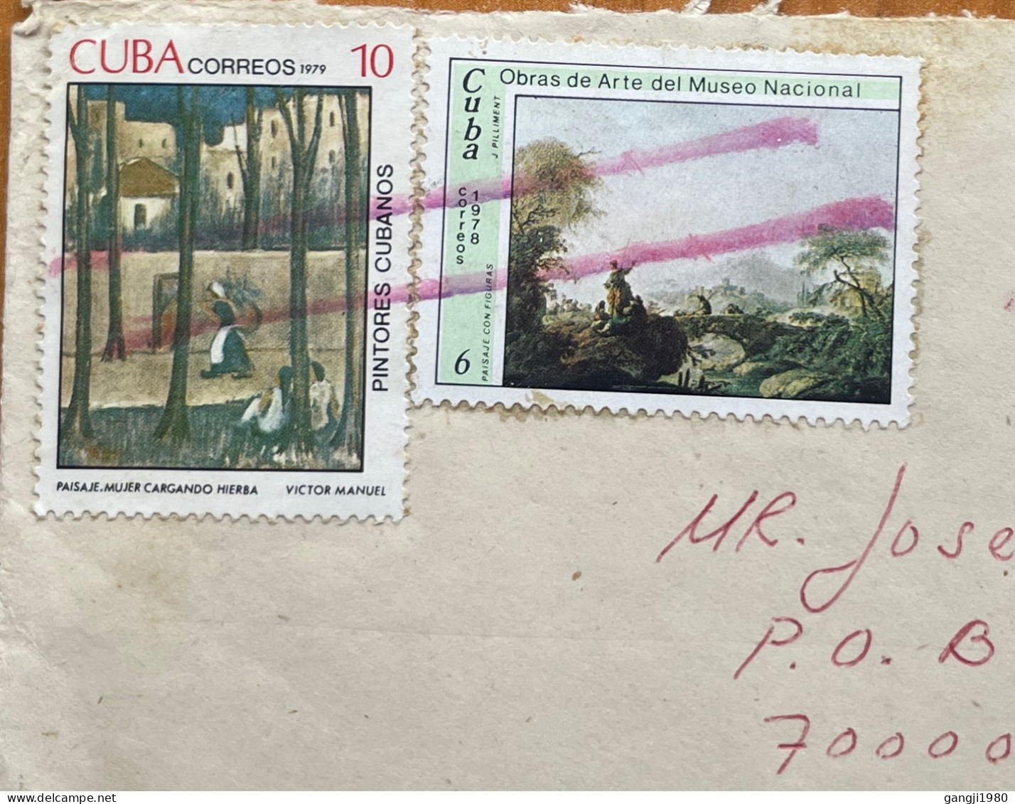 CUBA 1979,COVER USED TO BRAZIL,ROSE FLOWER, BIRD,WOMAN, J.PILLIMENT, PAINTER, VECTOR GARCIA, MUSEUM,  4 DIFF STAMP, - Cartas & Documentos