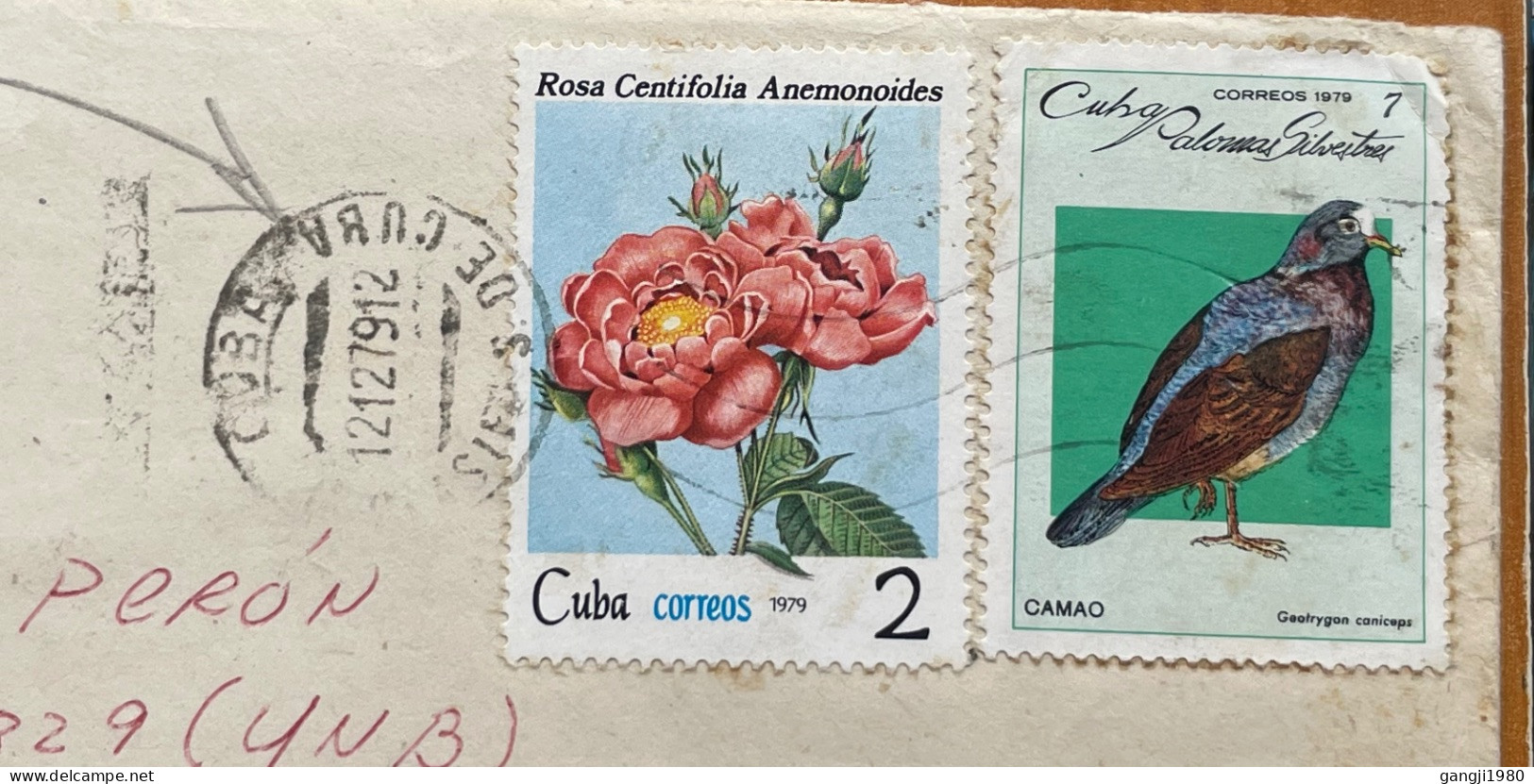 CUBA 1979,COVER USED TO BRAZIL,ROSE FLOWER, BIRD,WOMAN, J.PILLIMENT, PAINTER, VECTOR GARCIA, MUSEUM,  4 DIFF STAMP, - Storia Postale