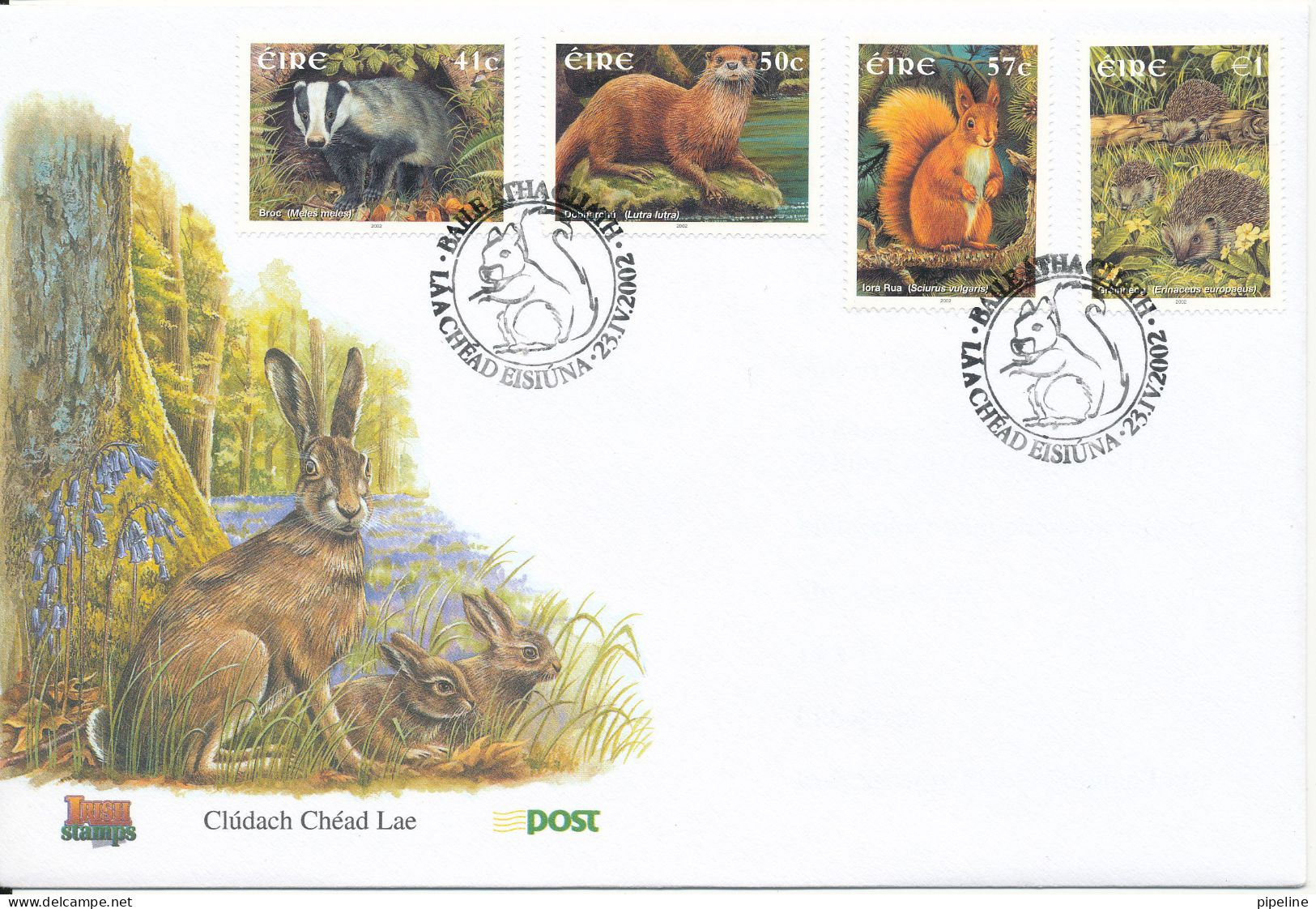 Ireland FDC 23-4-2002 Complete Set Of 4 Animals With Cachet - FDC