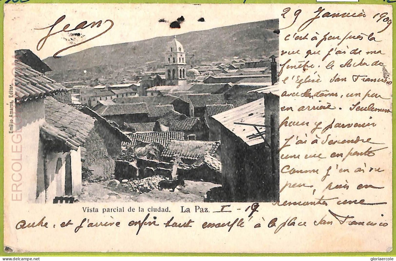 Af1345 - BOLIVIA - Vintage Postcard -  La Paz - 1909 - Bolivie
