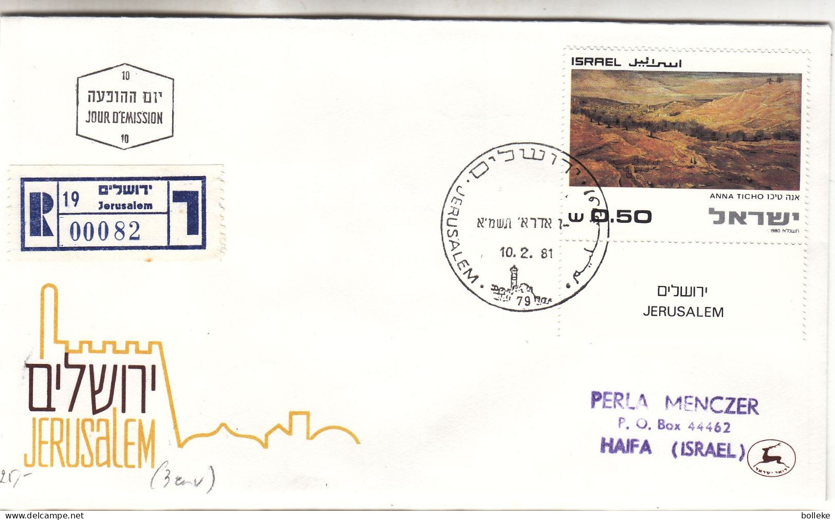 Israël - 3 Lettres Recom De 1981 - Oblit Jerusalem - Exp Vers Haifa - Peintures - - Covers & Documents