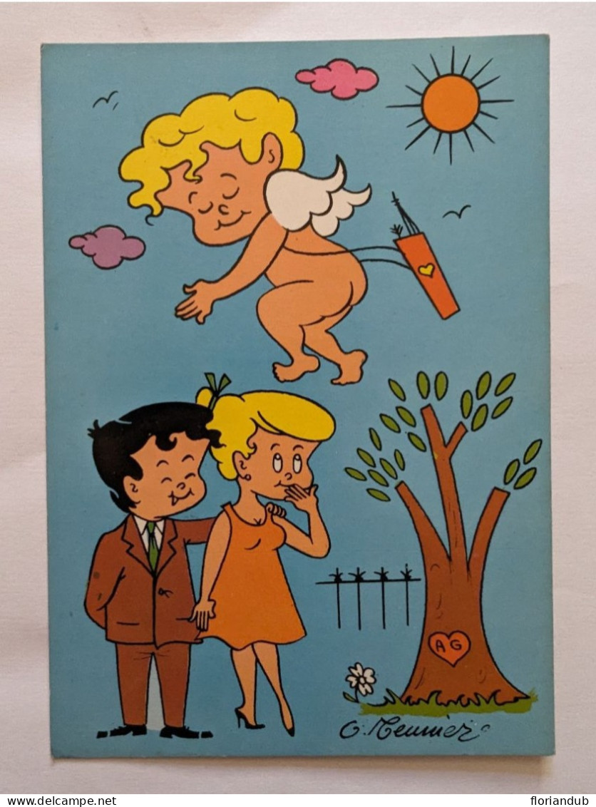 CP - Illustrateur G Meunier - Édition Borde - Couple - Ange - Cupidon - Nº722 - Meunier, G.