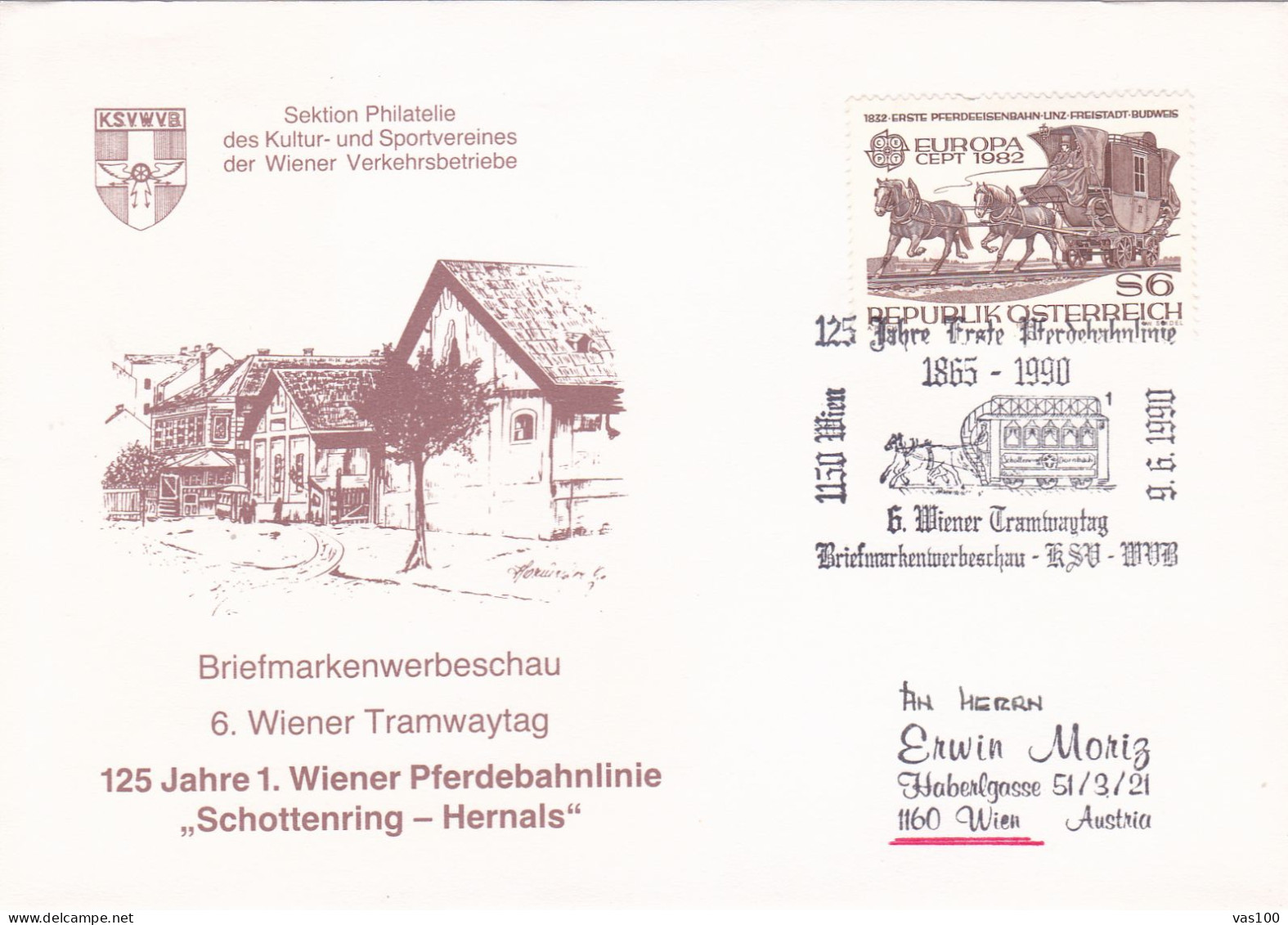 TRAMWAYS  SCHOTTENRING-HERNALS   STAMPS  ON COVERS 1991  AUSTRIA - Tram