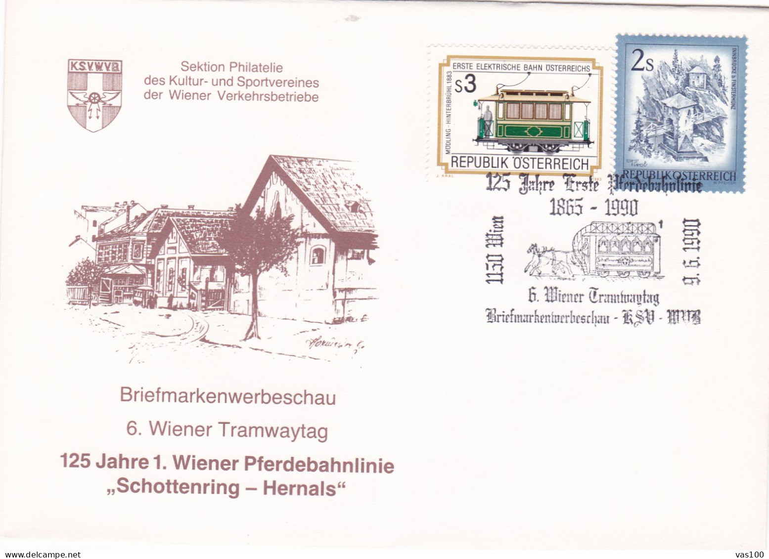 TRAMWAYS  SCHOTTENRING-HERNALS   STAMPS  ON COVERS 1991  AUSTRIA - Tram