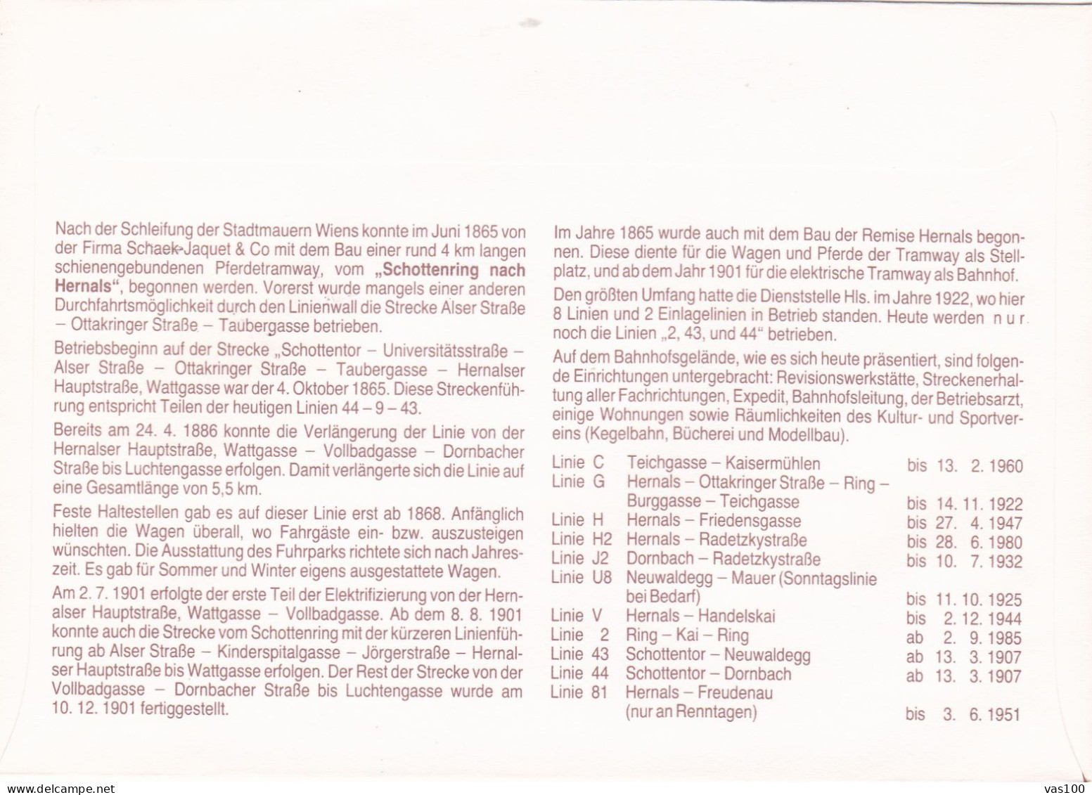 TRAMWAYS  SCHOTTENRING-HERNALS   STAMPS  ON COVERS 1991  AUSTRIA - Tranvie