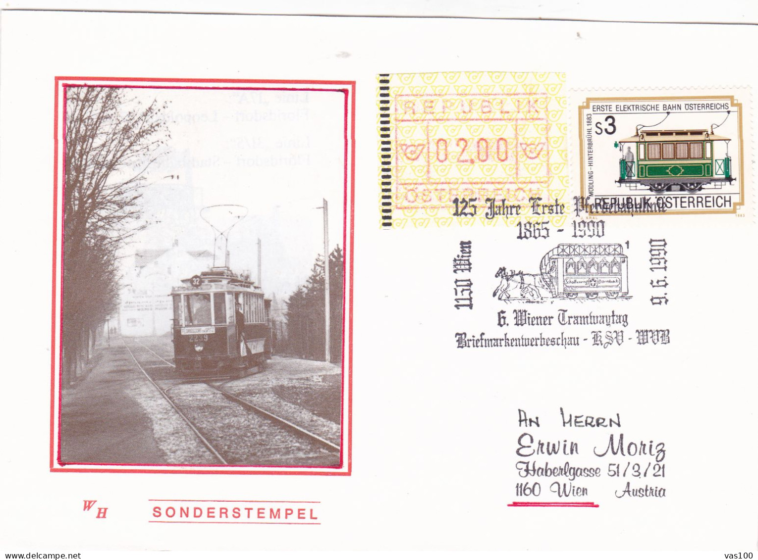 TRAMWAYS SCHOTTENRING-HERNALS STAMPS ON COVERS 1990  AUSTRIA - Tram