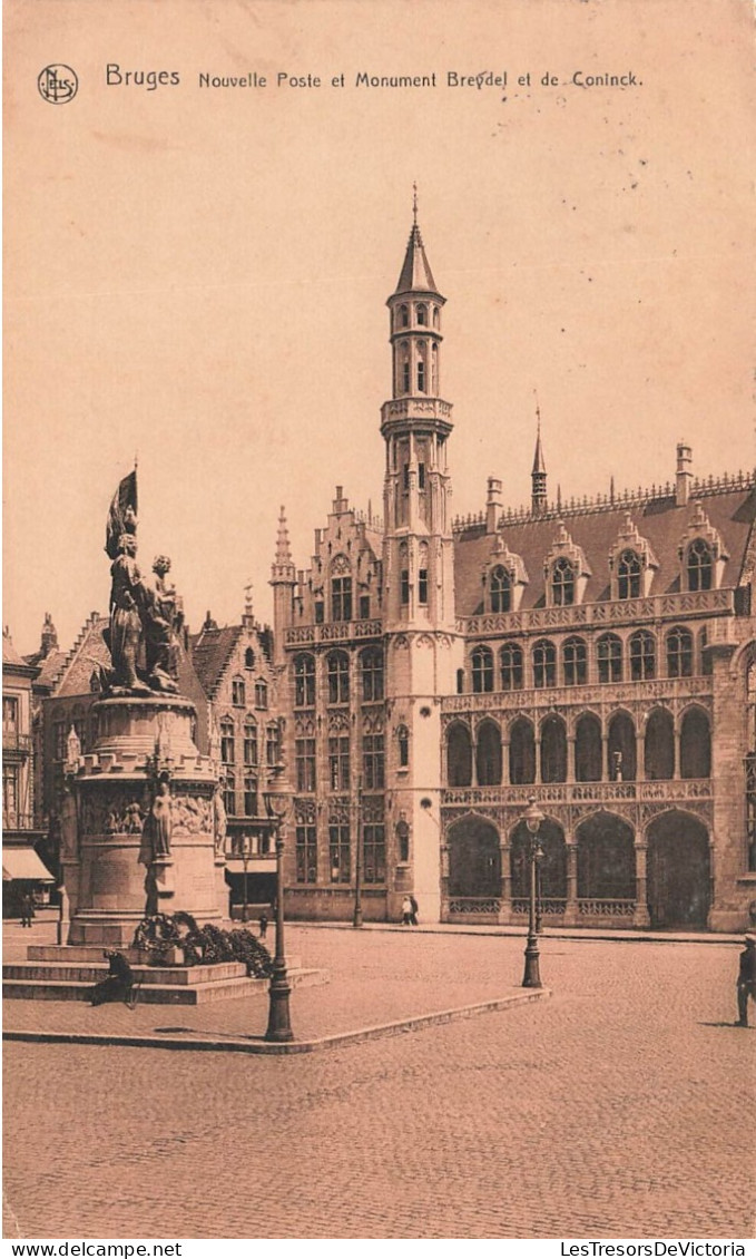 BELGIQUE - Bruges - Nouvelle Poste Et Monument Breydel Et De Coninck - Carte Postale Ancienne - Brugge