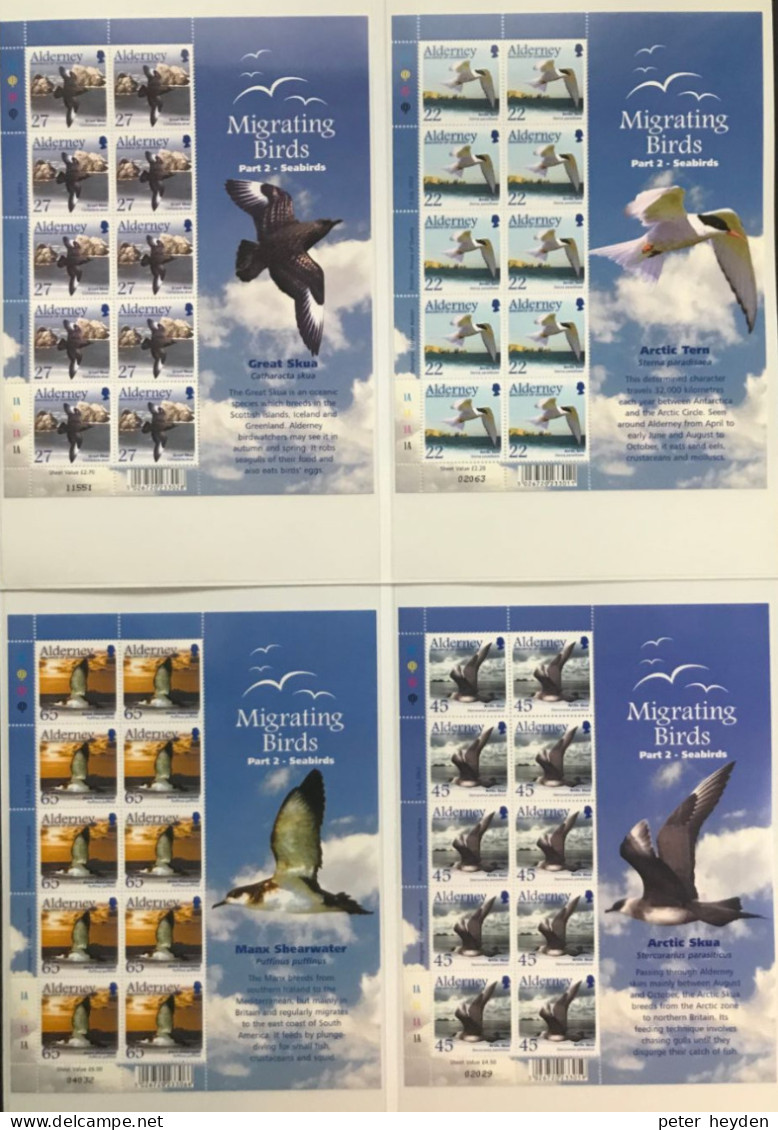 Alderney 2003 Migrating Birds 2 Seabirds~ MNH 6 Sheetlets ~ Tern, Skua, Shearwater - Alderney