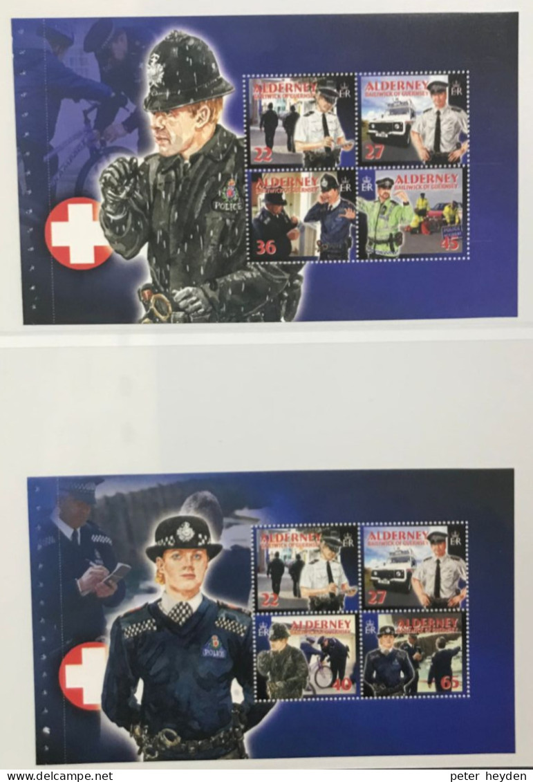 Alderney 2003 Cummunity Services 3 Police ~ MNH Booklet Panes ~ Land Rover, Bicycle, Traffic Police - Alderney