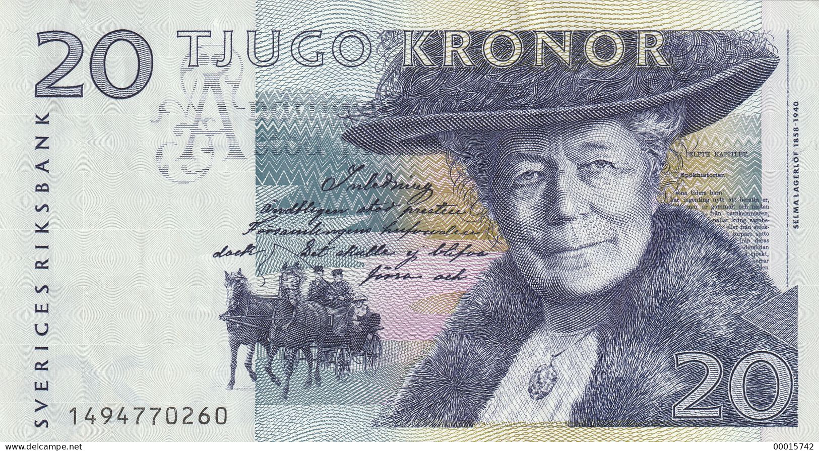 SWEDEN 20 KRONOR 1991 P-61a AUNC (P462) - Suède