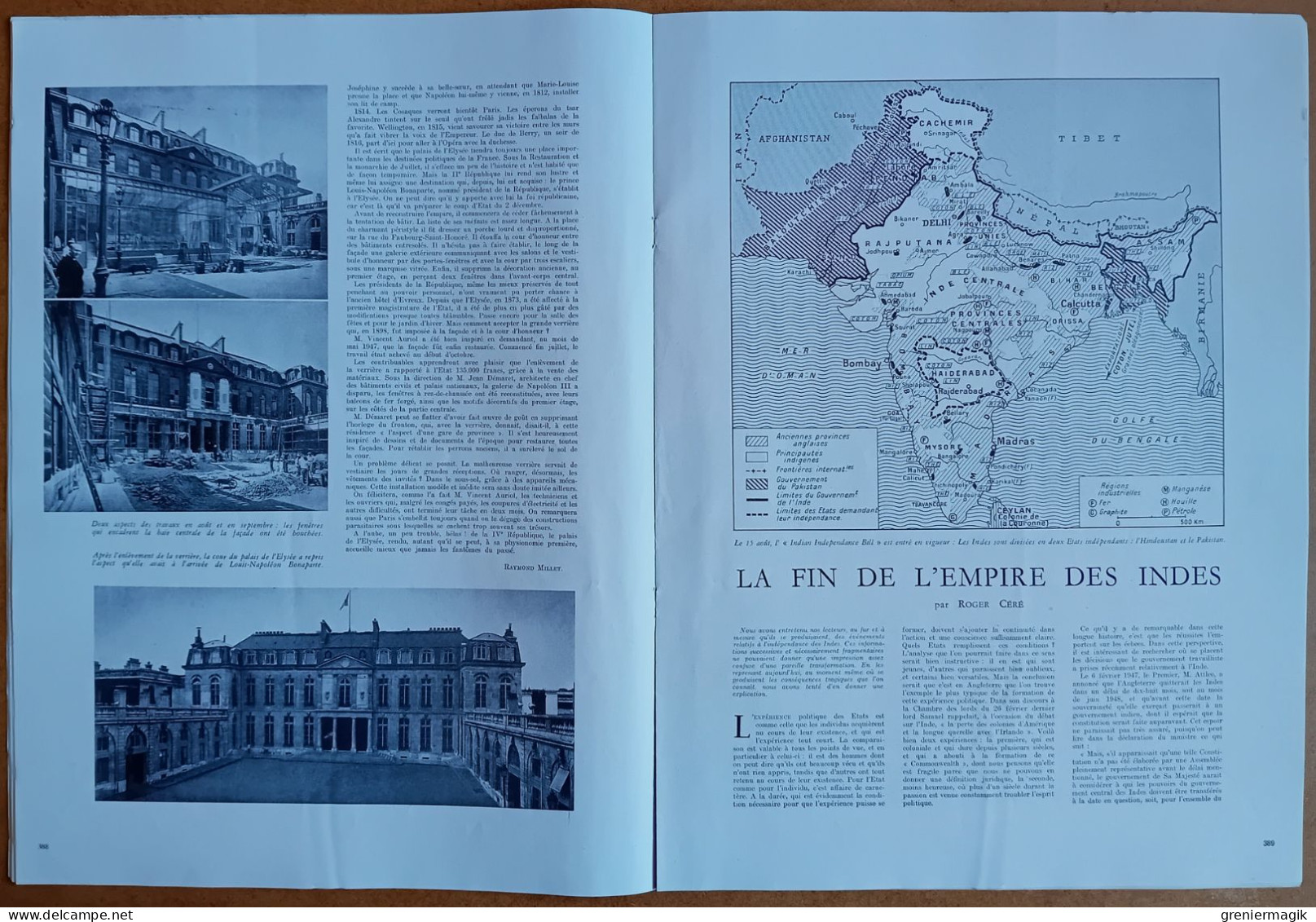 France Illustration N°109 01/11/1947 La fin de l'Empire des Indes/La route Delphinale/Sarre/Ecole de guerre soviétique