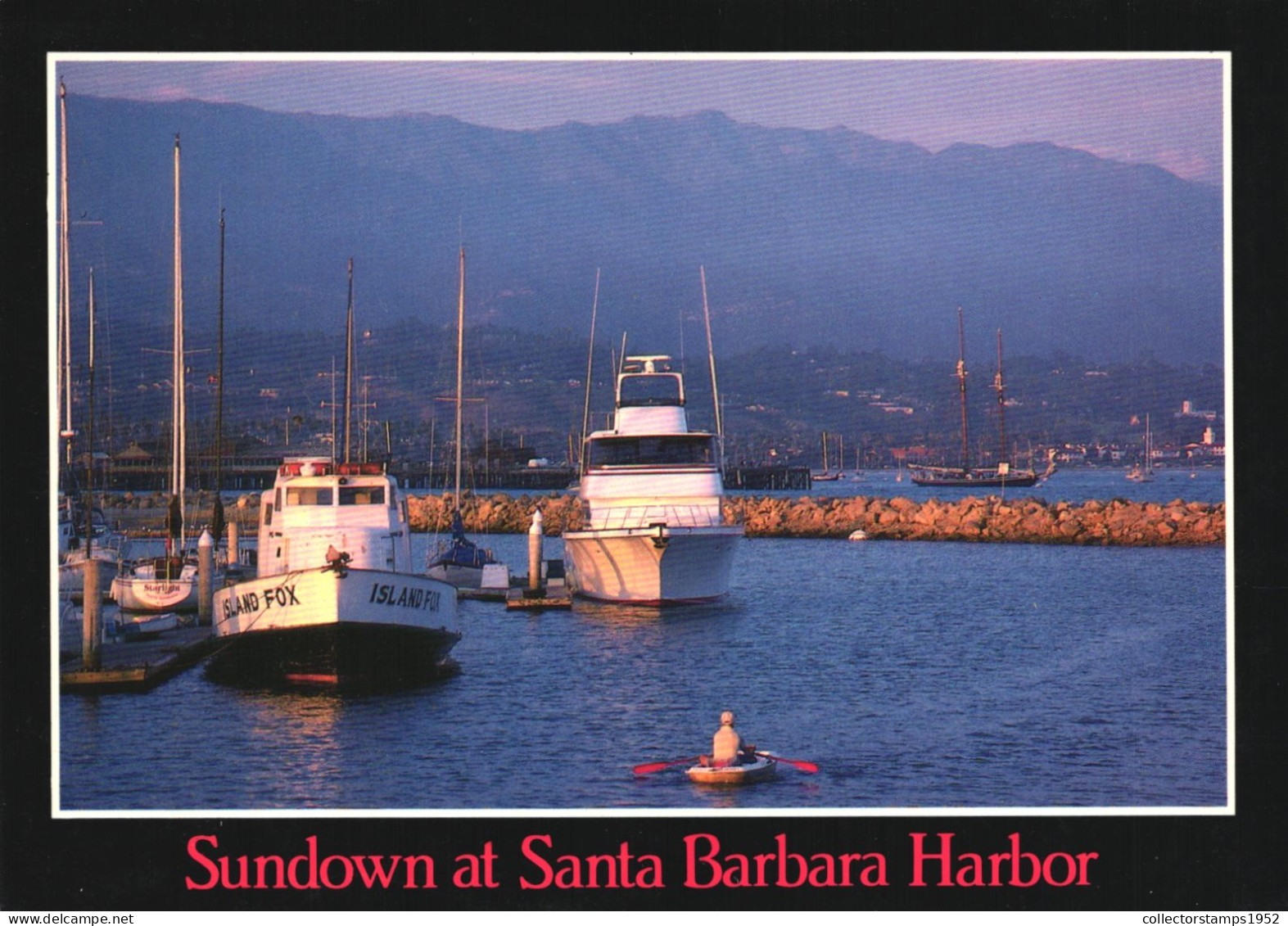 SANTA BARBARA, CALIFORNIA, HARBOR, BOATS, MOUNTAIN, PORT, UNITED STATES, POSTCARD - Santa Barbara