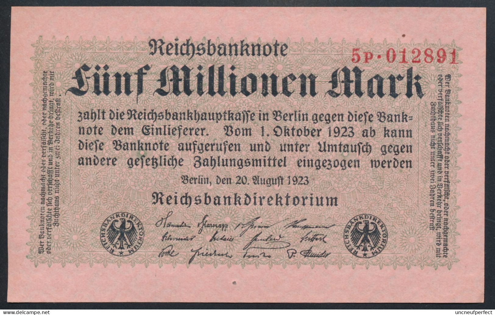 P105 Ro104b DEU-117b. 5 Million Mark 1923 UNC NEUF - 5 Millionen Mark