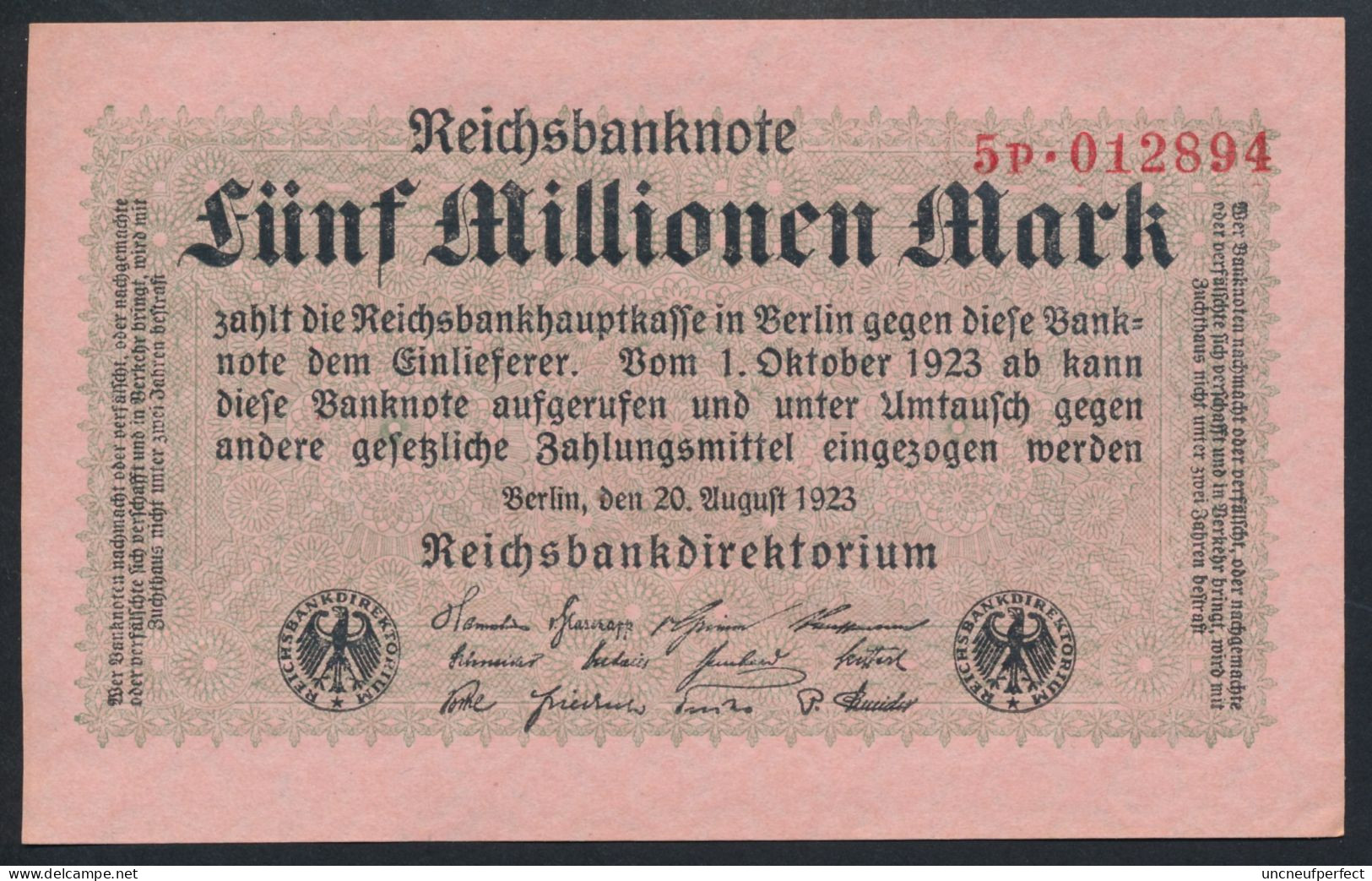 P105 Ro104b DEU-117b. 5 Million Mark 1923 UNC NEUF - 5 Mio. Mark