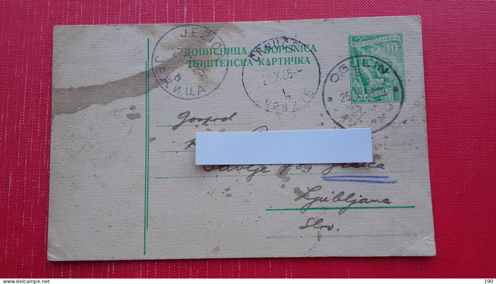 Fnrj Dopisnica 10 Din.Postmarks:Ogulin,Crnuce,Jezica - Brieven En Documenten